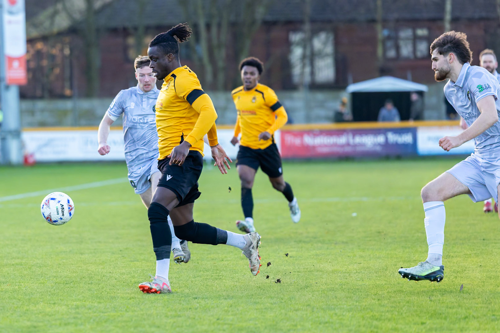 Match action from the Enterprise National League North match between Southport vs Worksop Town at Sefton , 20 December 2025. The match finished Southport 1 Worksop Town 1