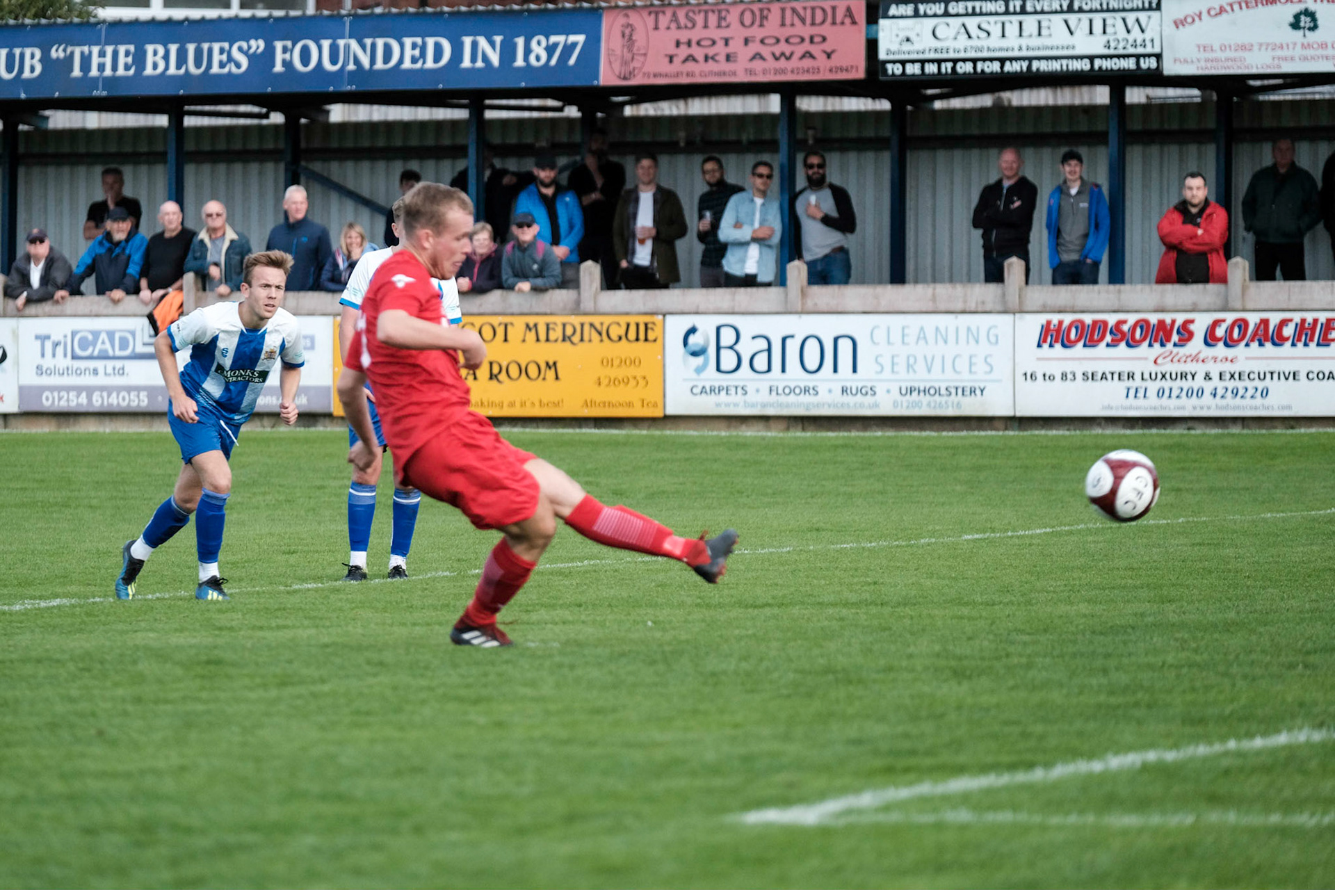 Clitheroe vs Prescot Cables 

Bet Victor League game match at Shawbridge during the 2019/20 season 07/09/2019.

Photograph by John Middleton