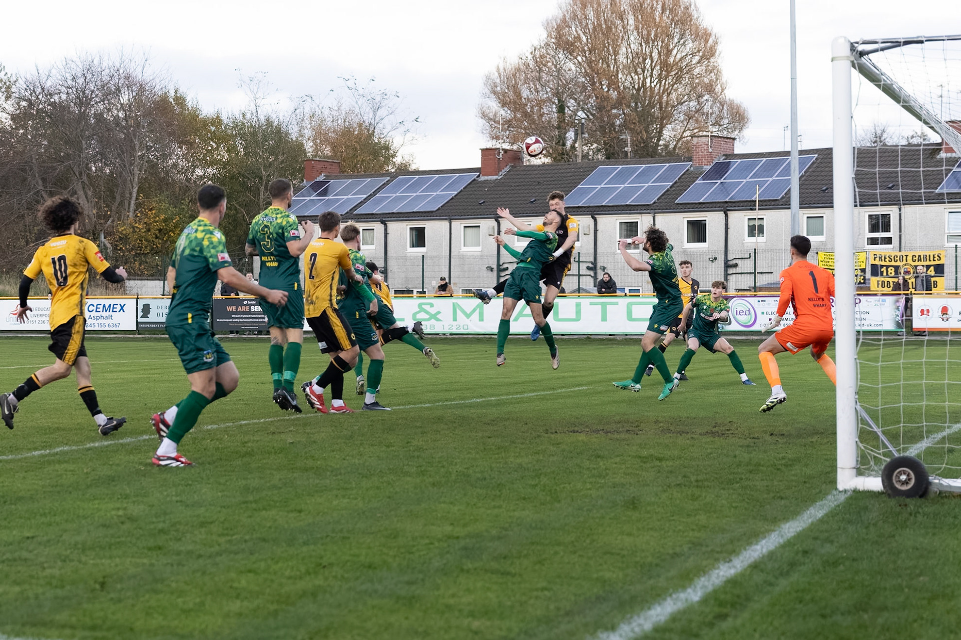 Prescot, ENGLAND -  during the NPL Premier Division match between Prescot Cables and  Hebburn Town  at The Auto Safety Centre StadiumCanon Canon EOS R6m2 5000 1/2500 2.8 (Pic by John Middleton)