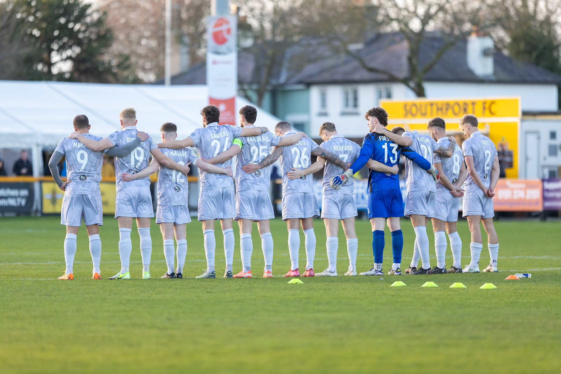 Match action from the Enterprise National League North match between Southport vs Worksop Town at Sefton , 20 December 2025. The match finished Southport 1 Worksop Town 1