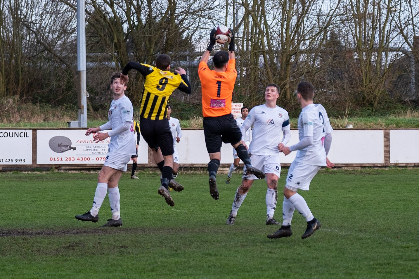 Prescot Cables vs Trafford 

match at IP Truck Parts Stadium during the 2019/20 Betvictor Northern Premier season 18/01/2020.

Photograph by John Middleton