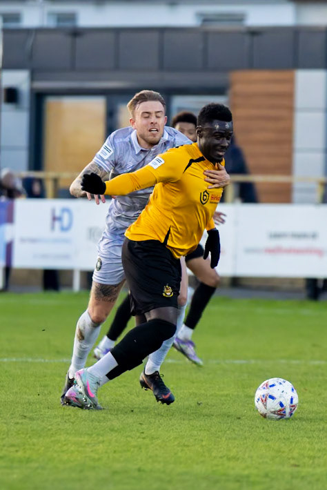 Match action from the Enterprise National League North match between Southport vs Worksop Town at Sefton , 20 December 2025. The match finished Southport 1 Worksop Town 1