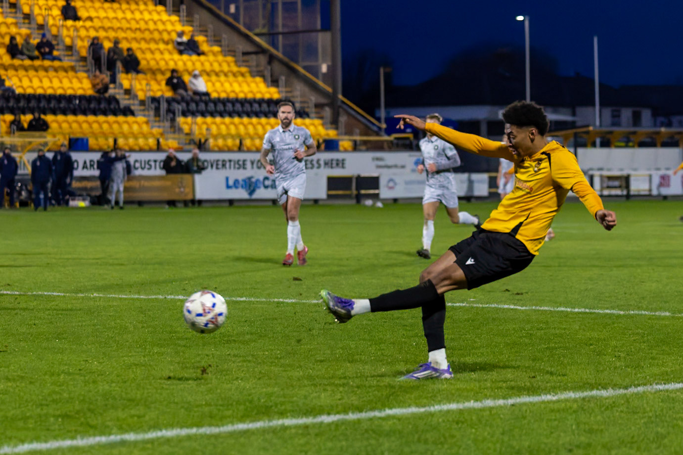 Match action from the Enterprise National League North match between Southport vs Worksop Town at Sefton , 20 December 2025. The match finished Southport 1 Worksop Town 1