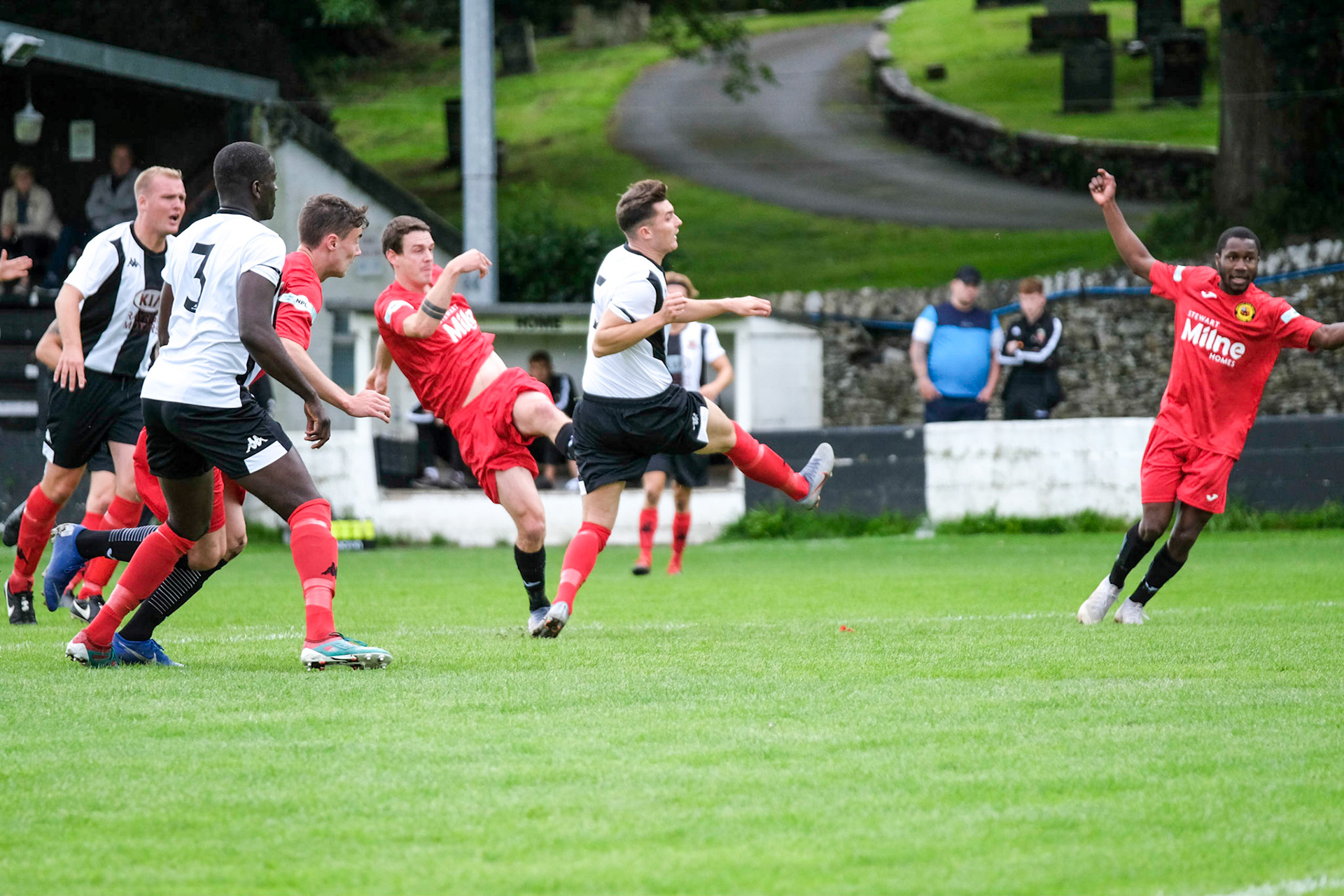 Kendal Town vs Prescot Cables 

Bet Victor League game match at Parkside Road during the 2019/20 season 17/08/2019.

Photograph by John Middleton