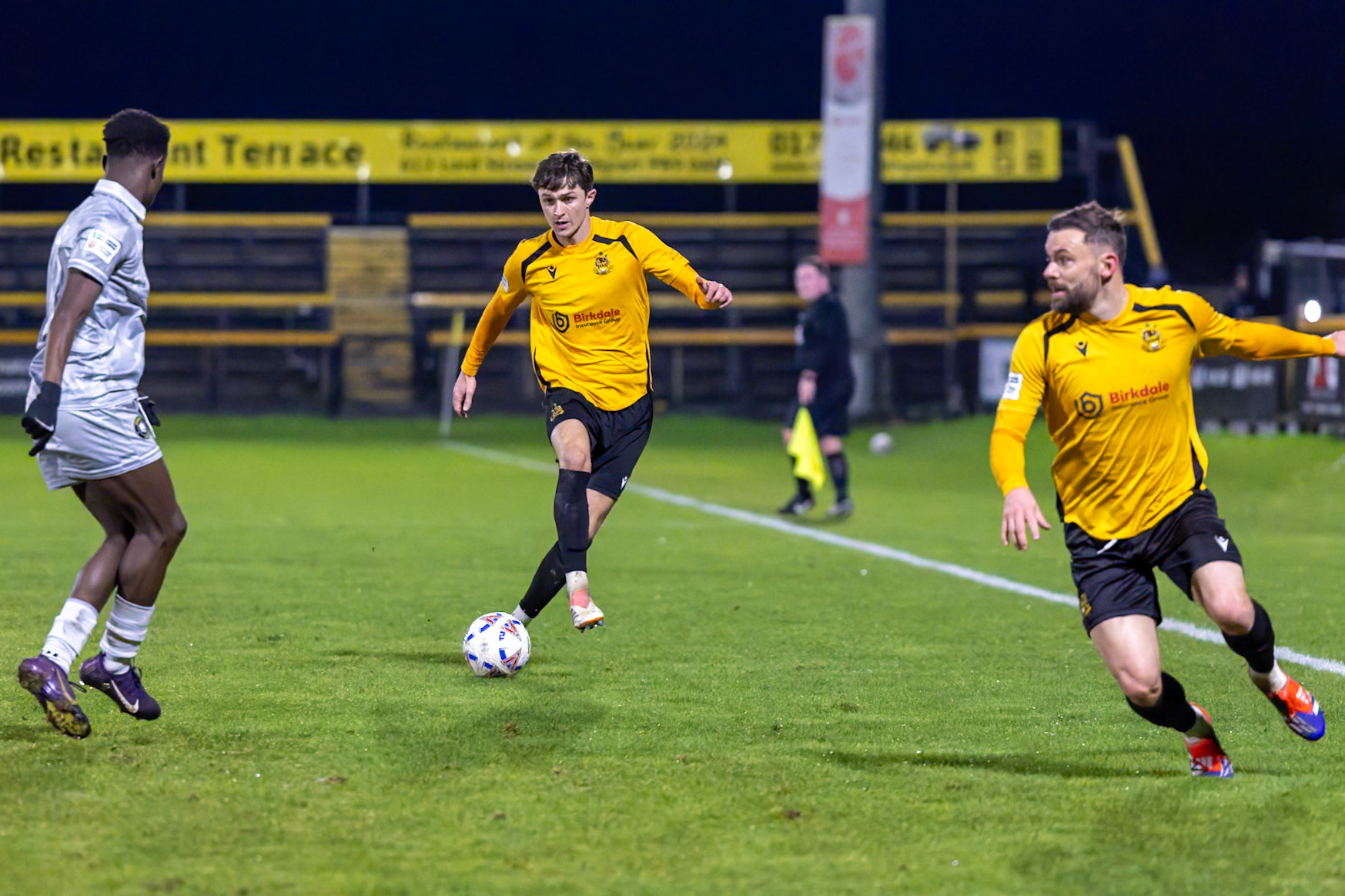Match action from the Enterprise National League North match between Southport vs Worksop Town at Sefton , 20 December 2025. The match finished Southport 1 Worksop Town 1