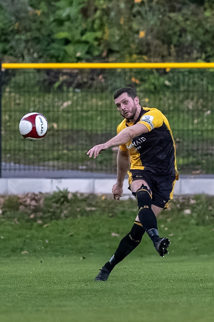 Prescot, ENGLAND -  during the NPL Premier Division match between Prescot Cables and  Hebburn Town  at The Auto Safety Centre StadiumCanon Canon EOS R5 8000 1/2500 2.8 (Pic by John Middleton)