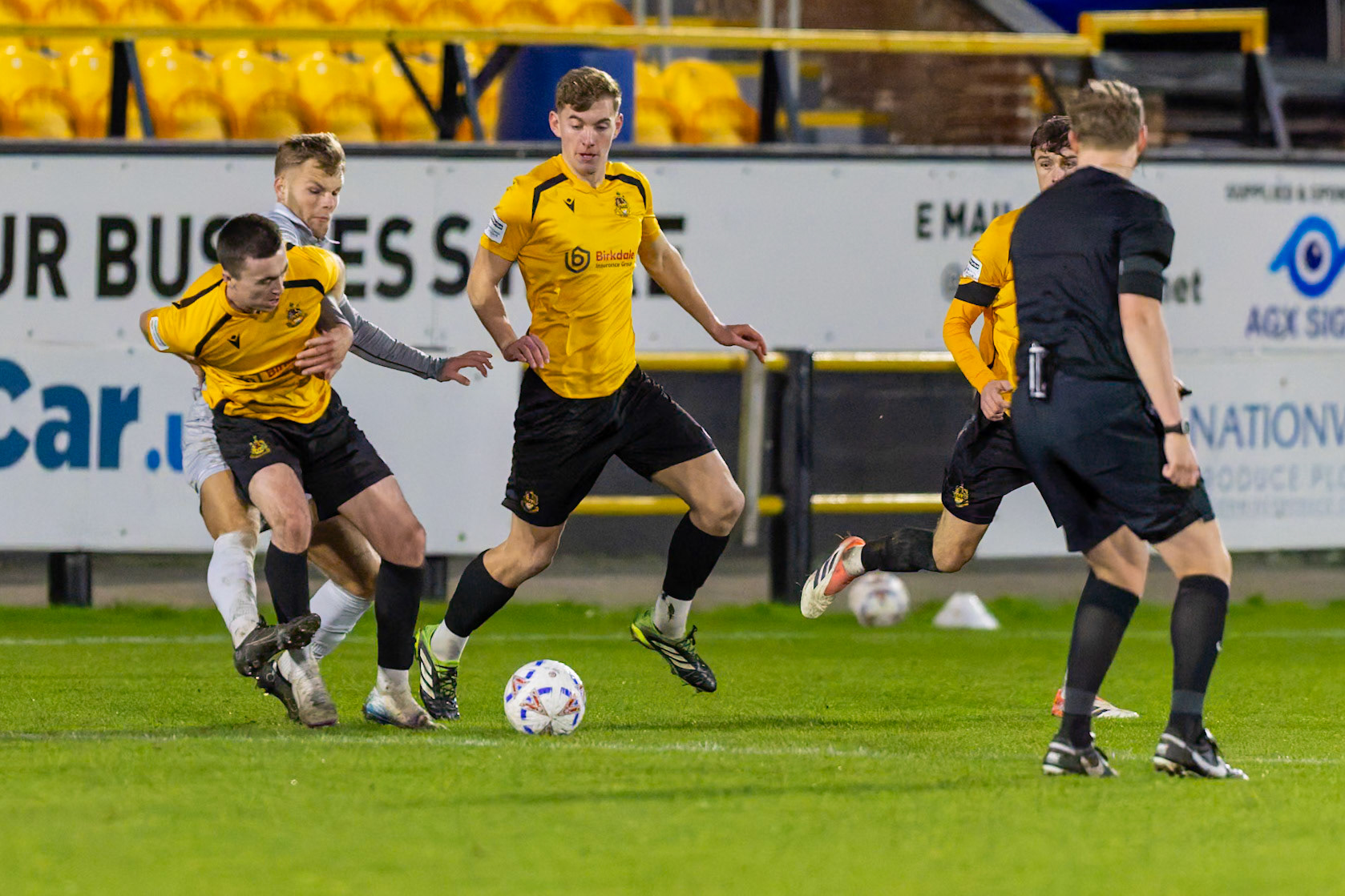 Match action from the Enterprise National League North match between Southport vs Worksop Town at Sefton , 20 December 2025. The match finished Southport 1 Worksop Town 1