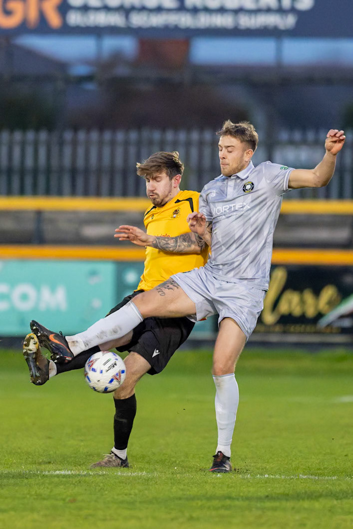 Match action from the Enterprise National League North match between Southport vs Worksop Town at Sefton , 20 December 2025. The match finished Southport 1 Worksop Town 1