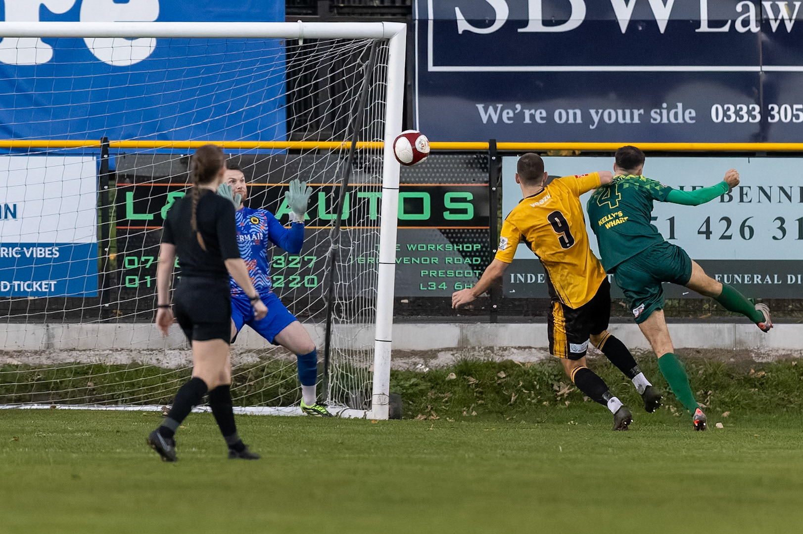 Prescot, ENGLAND -  during the NPL Premier Division match between Prescot Cables and  Hebburn Town  at The Auto Safety Centre StadiumCanon Canon EOS R5 8000 1/2000 2.8 (Pic by John Middleton)