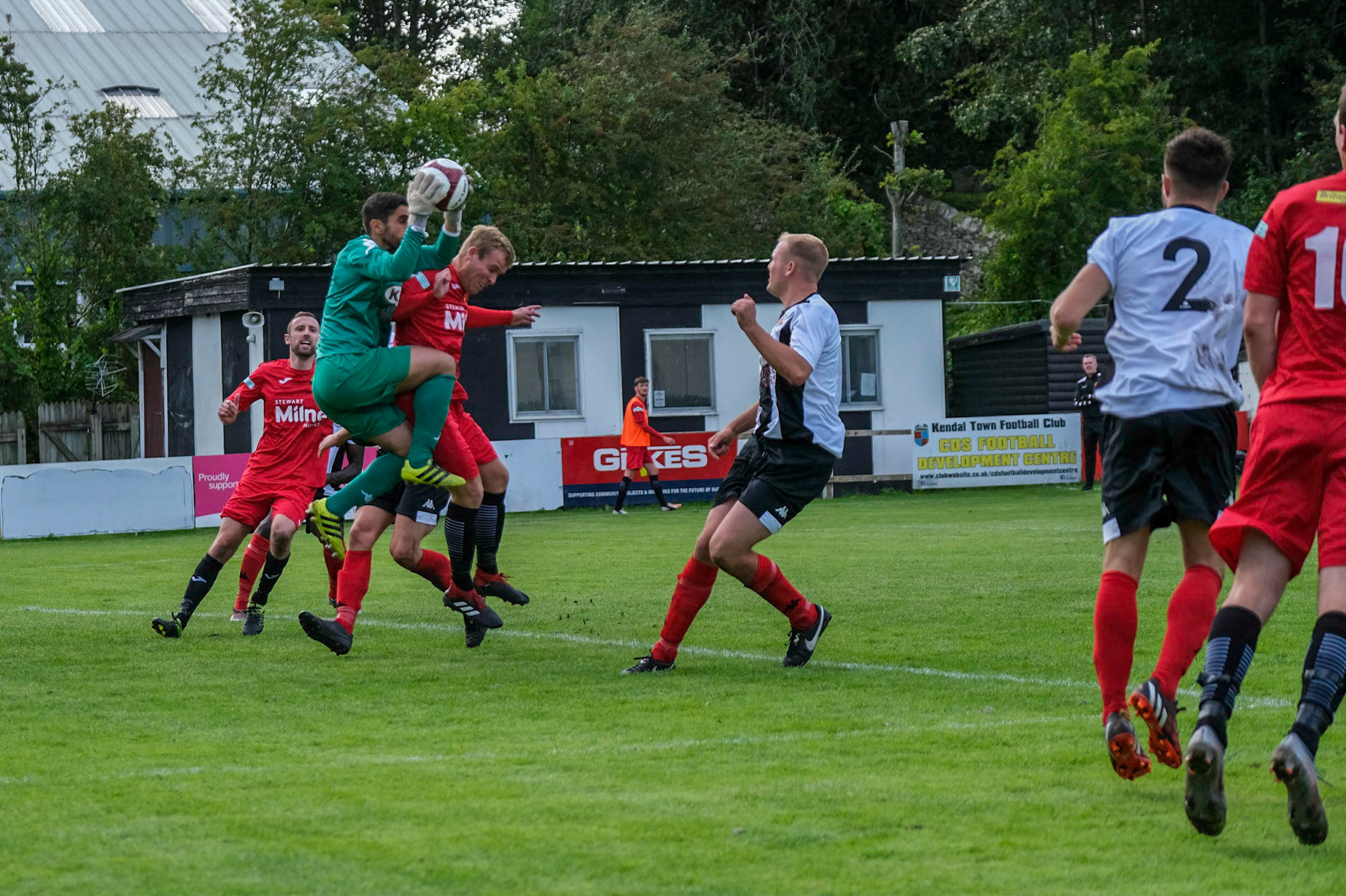 Kendal Town vs Prescot Cables 

Bet Victor League game match at Parkside Road during the 2019/20 season 17/08/2019.

Photograph by John Middleton