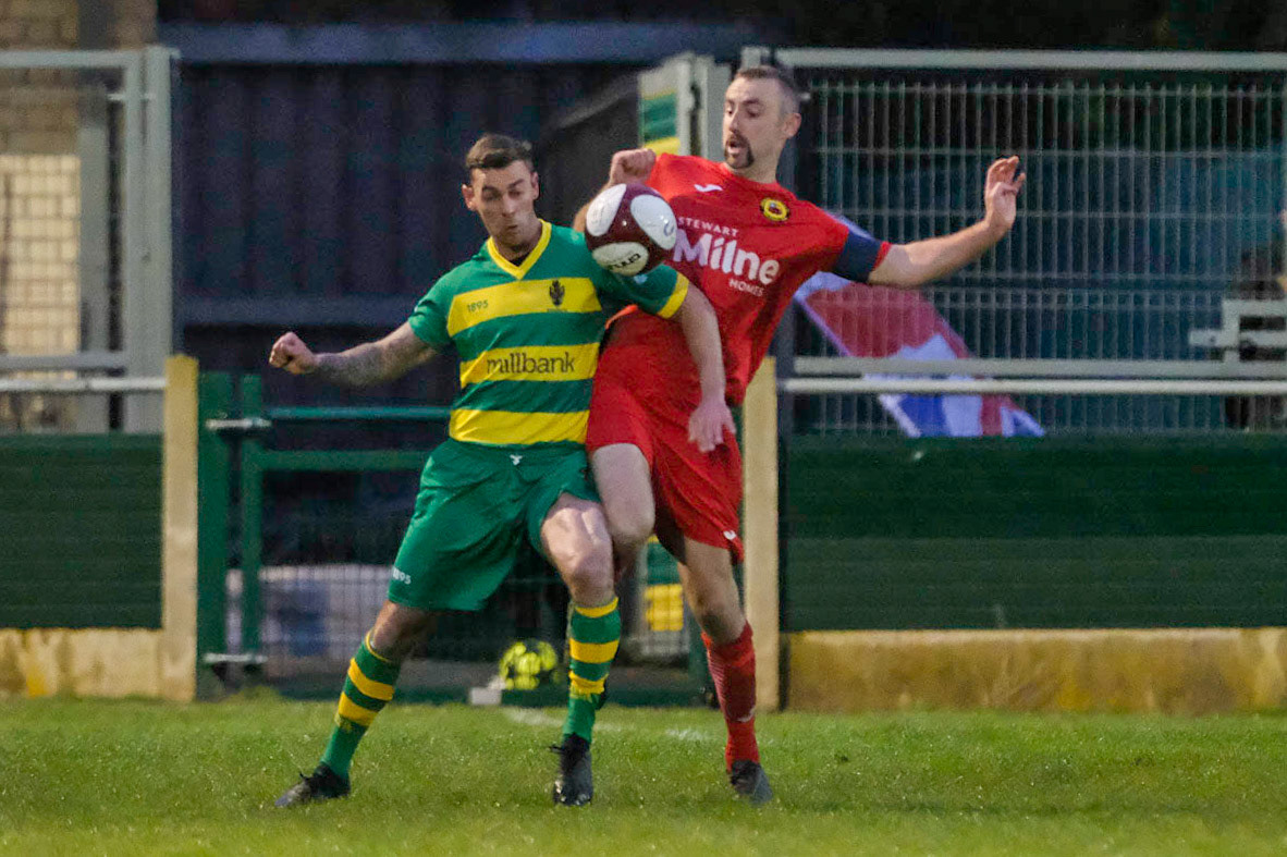 Runcorn Linnets Vs Prescot Cables 

Buildbase FA Trophy Second Qualifying round match at Millbank Linnets Stadium during the 2019/20 season 09/11/2019.

Photograph by John Middleton