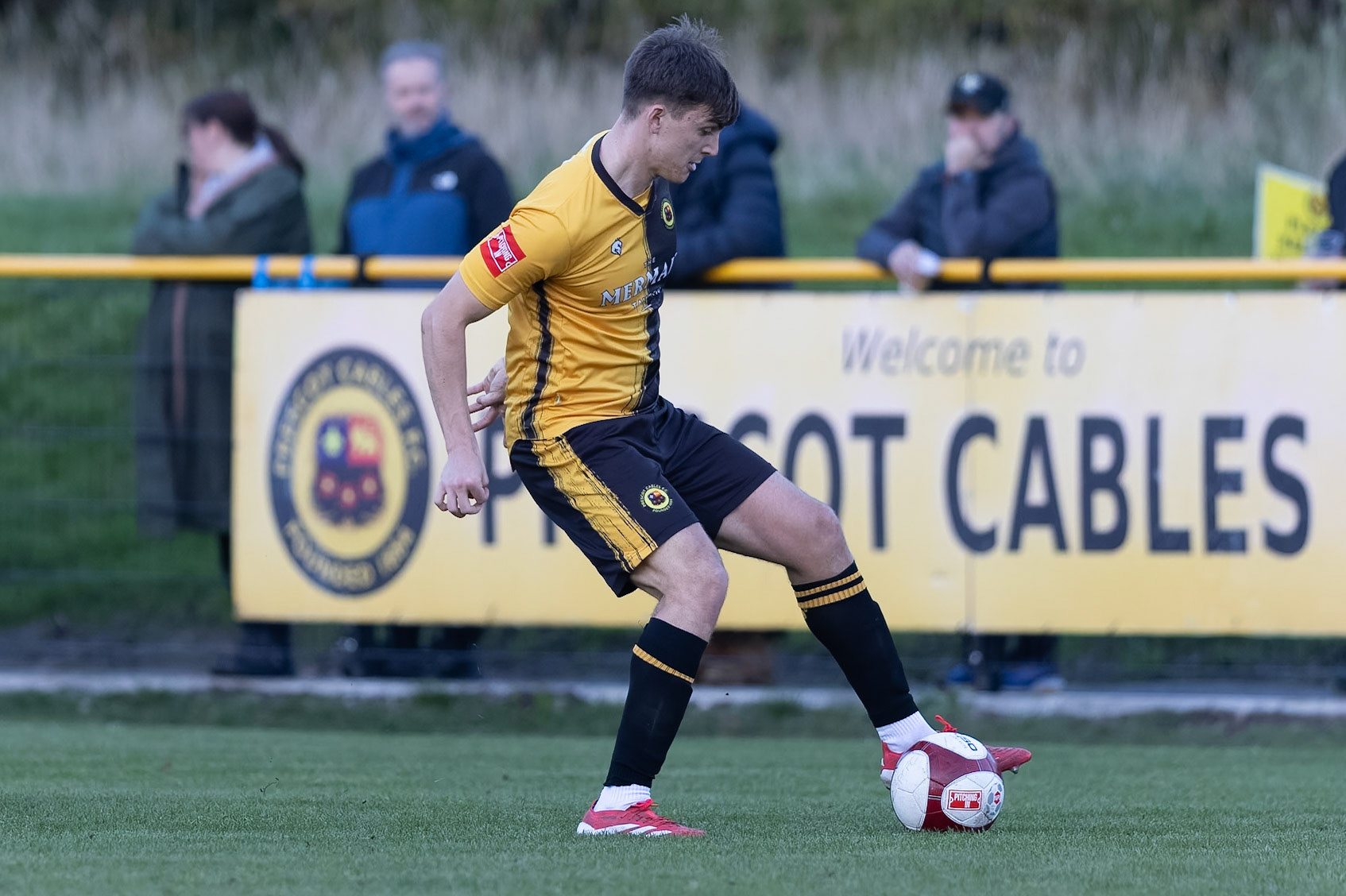 Prescot, ENGLAND -  during the NPL Premier Division match between Prescot Cables and  Hebburn Town  at The Auto Safety Centre StadiumCanon Canon EOS R5 2000 1/2500 2.8 (Pic by John Middleton)