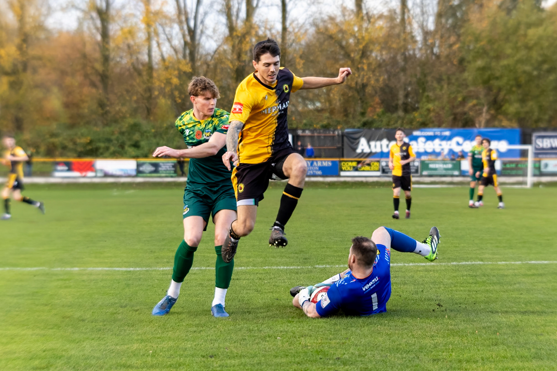 Prescot, ENGLAND -  during the NPL Premier Division match between Prescot Cables and  Hebburn Town  at The Auto Safety Centre StadiumCanon Canon EOS R3 1000 1/2500 2.8 (Pic by John Middleton)