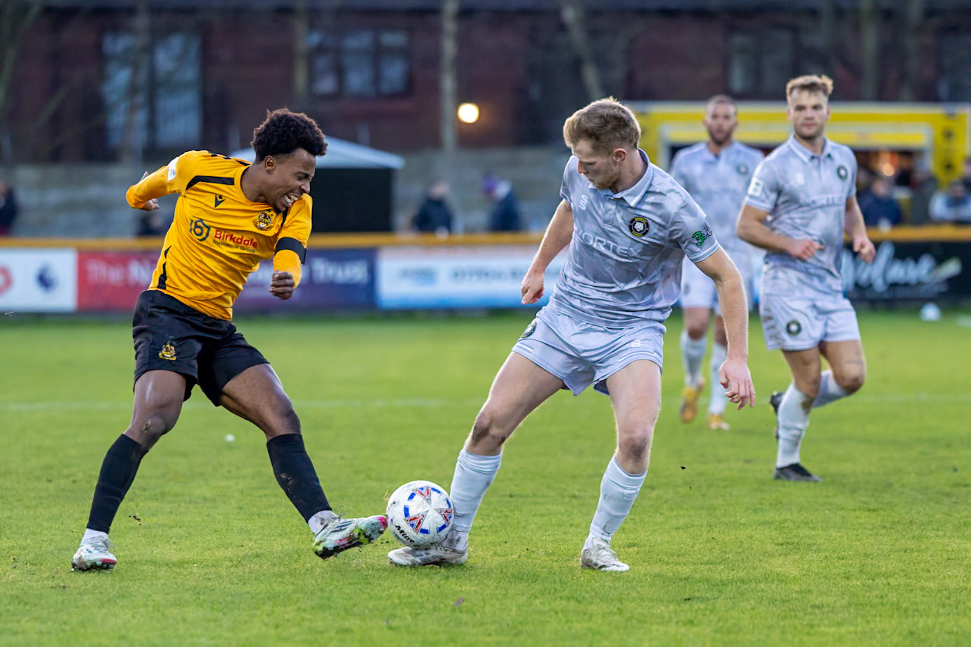 Match action from the Enterprise National League North match between Southport vs Worksop Town at Sefton , 20 December 2025. The match finished Southport 1 Worksop Town 1