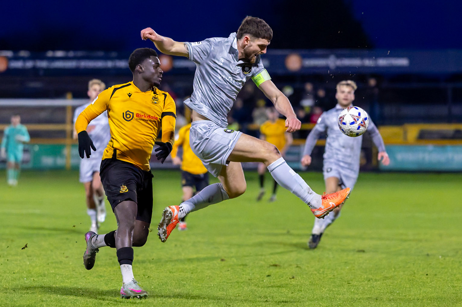 Match action from the Enterprise National League North match between Southport vs Worksop Town at Sefton , 20 December 2025. The match finished Southport 1 Worksop Town 1