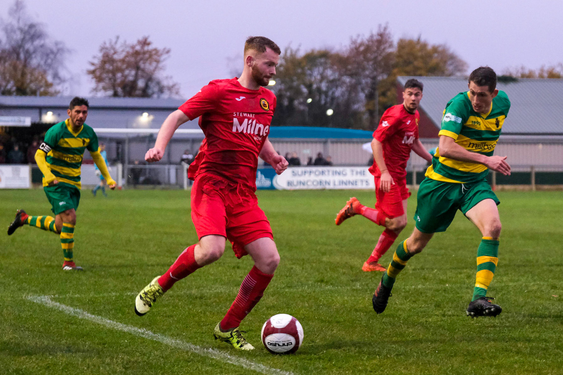 Runcorn Linnets Vs Prescot Cables 

Buildbase FA Trophy Second Qualifying round match at Millbank Linnets Stadium during the 2019/20 season 09/11/2019.

Photograph by John Middleton