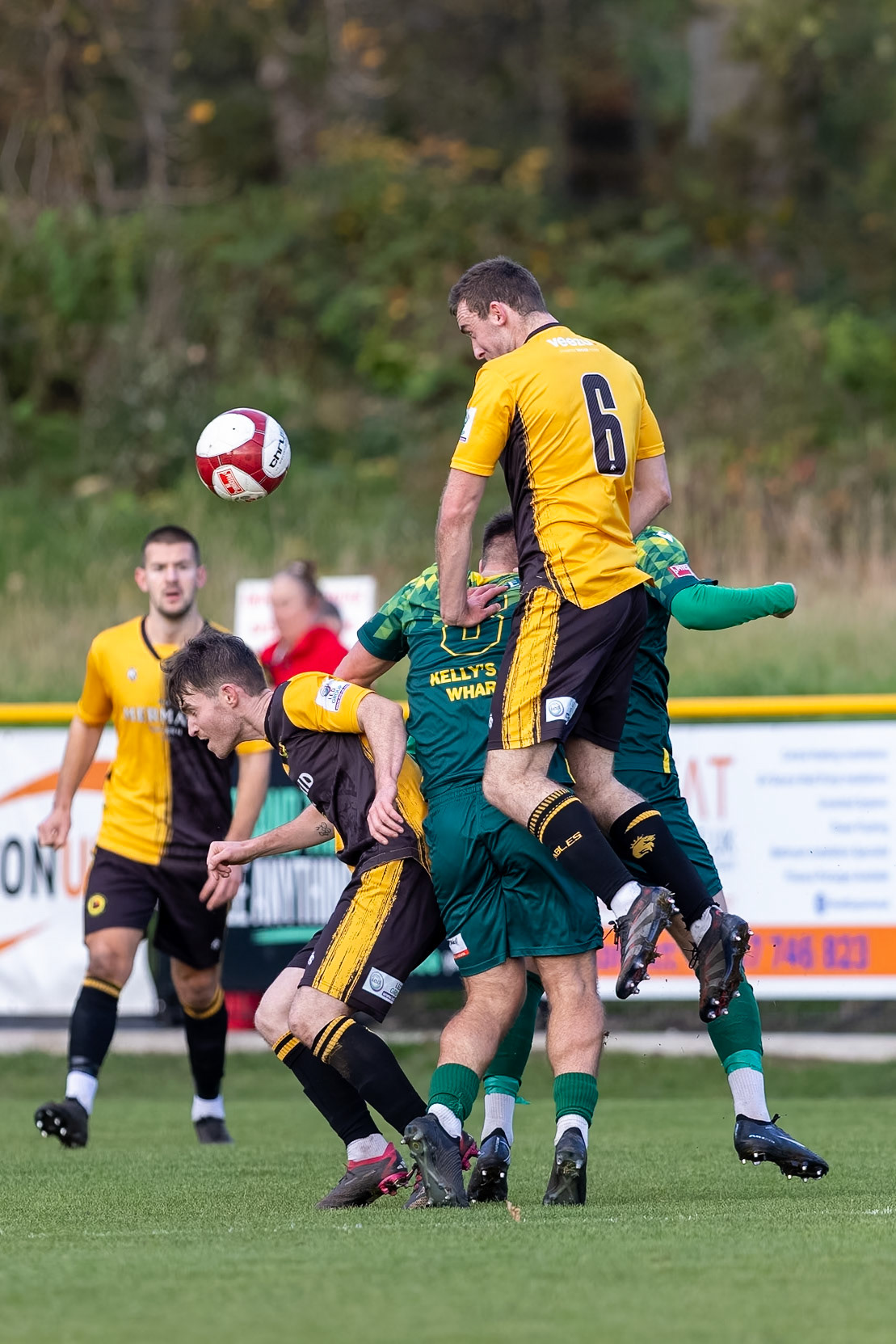 Prescot, ENGLAND -  during the NPL Premier Division match between Prescot Cables and  Hebburn Town  at The Auto Safety Centre StadiumCanon Canon EOS R5 1600 1/2500 2.8 (Pic by John Middleton)