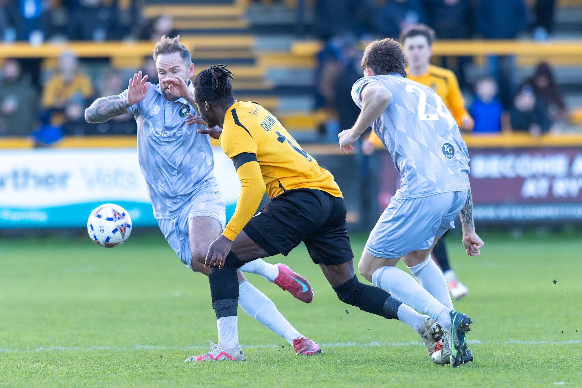 Match action from the Enterprise National League North match between Southport vs Worksop Town at Sefton , 20 December 2025. The match finished Southport 1 Worksop Town 1