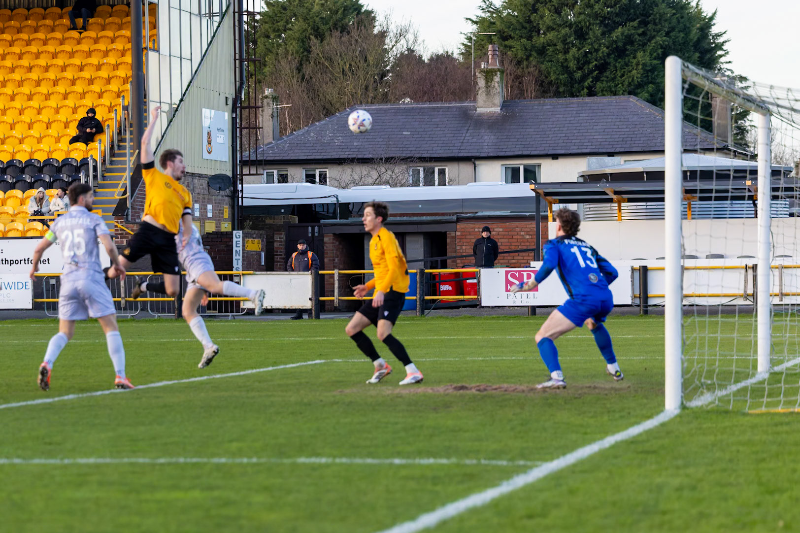 Match action from the Enterprise National League North match between Southport vs Worksop Town at Sefton , 20 December 2025. The match finished Southport 1 Worksop Town 1