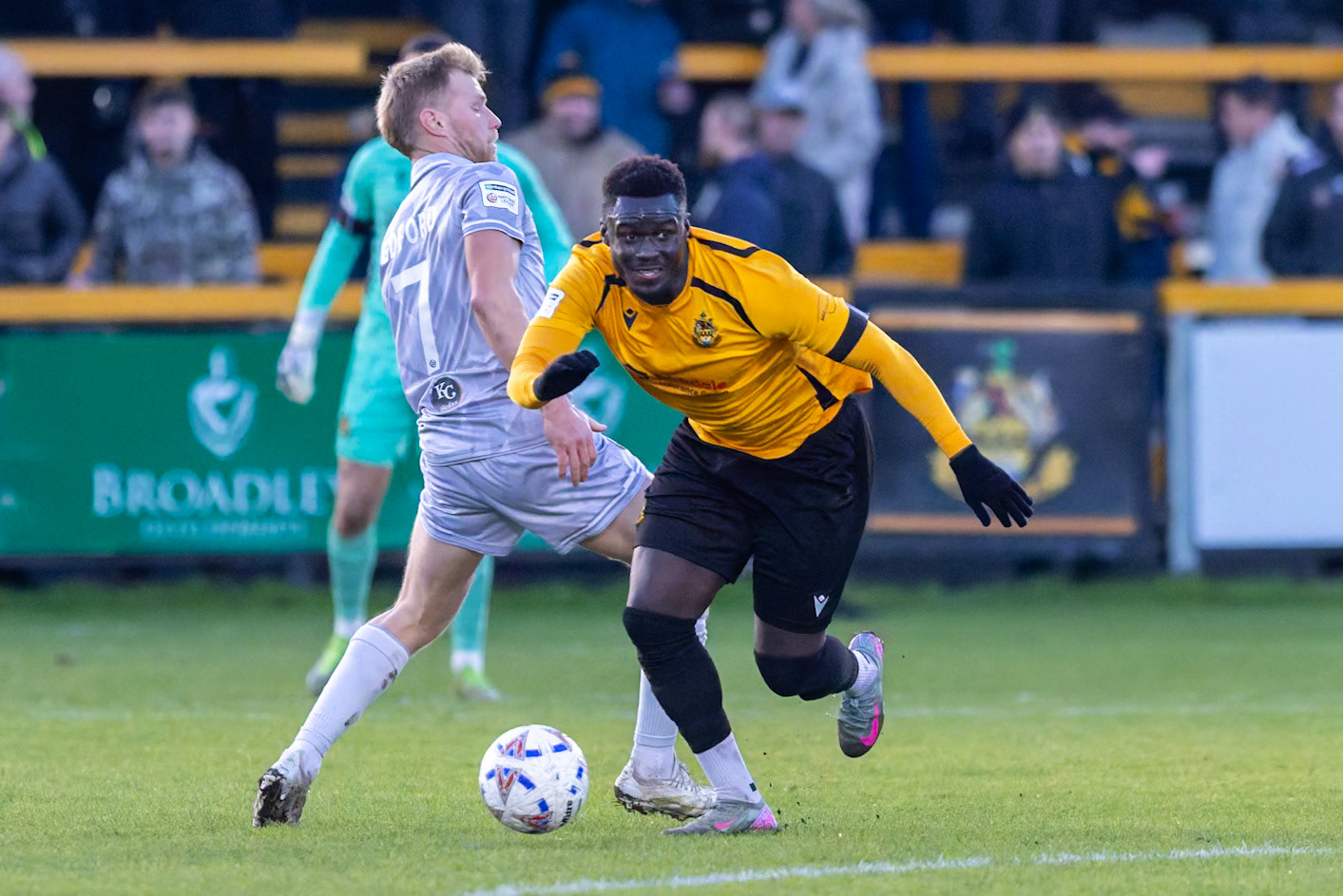 Match action from the Enterprise National League North match between Southport vs Worksop Town at Sefton , 20 December 2025. The match finished Southport 1 Worksop Town 1