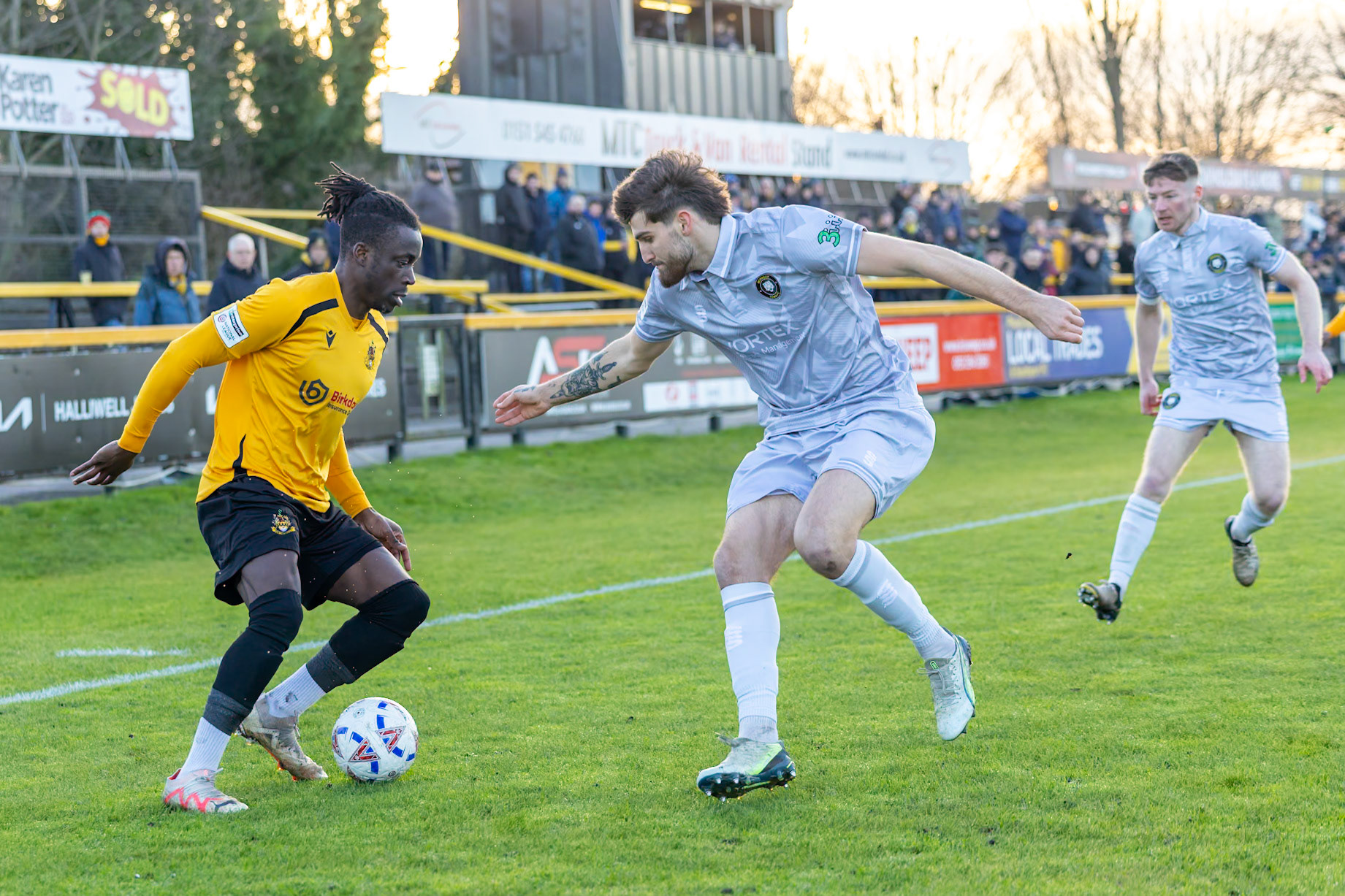 Match action from the Enterprise National League North match between Southport vs Worksop Town at Sefton , 20 December 2025. The match finished Southport 1 Worksop Town 1