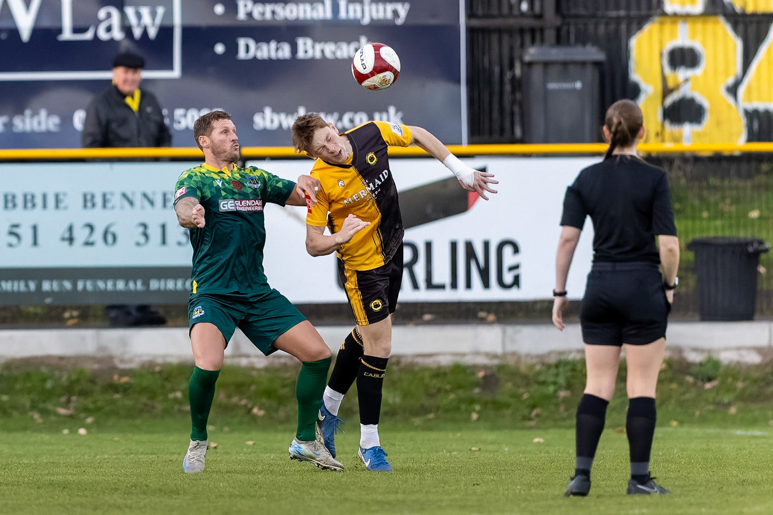 Prescot, ENGLAND -  during the NPL Premier Division match between Prescot Cables and  Hebburn Town  at The Auto Safety Centre StadiumCanon Canon EOS R5 5000 1/2000 2.8 (Pic by John Middleton)