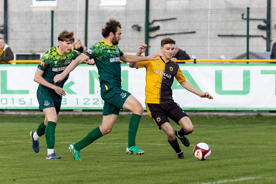 Prescot, ENGLAND -  during the NPL Premier Division match between Prescot Cables and  Hebburn Town  at The Auto Safety Centre StadiumCanon Canon EOS R3 10000 1/2000 2.8 (Pic by John Middleton)