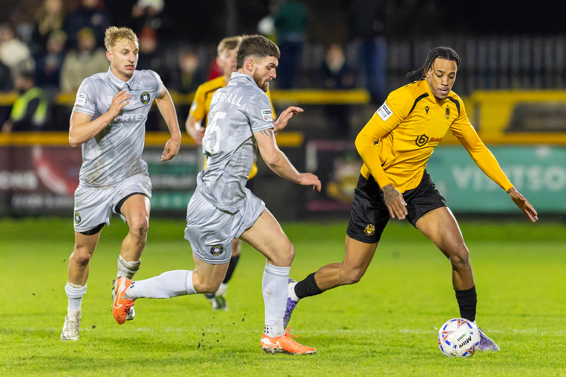 Match action from the Enterprise National League North match between Southport vs Worksop Town at Sefton , 20 December 2025. The match finished Southport 1 Worksop Town 1