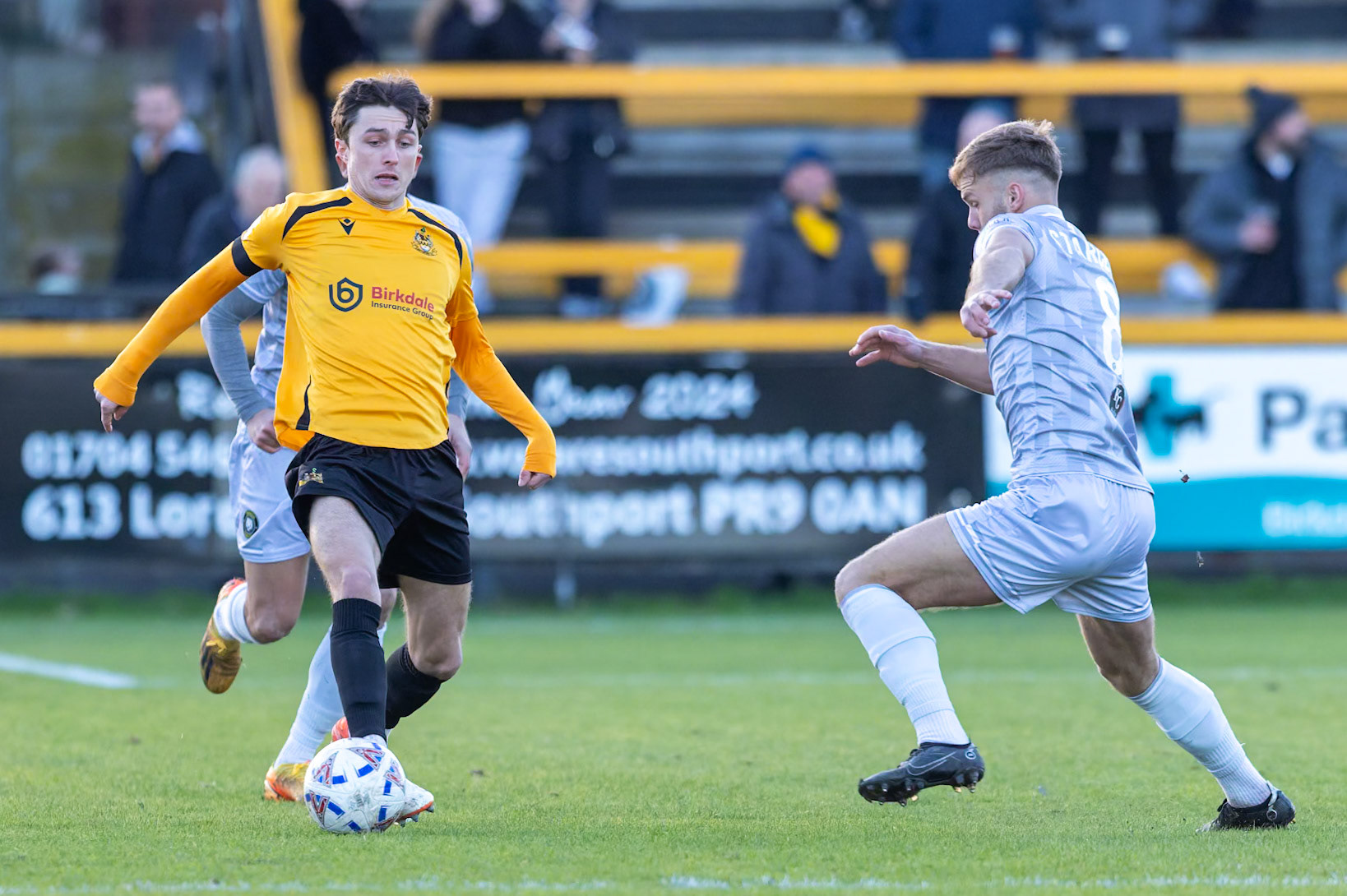 Match action from the Enterprise National League North match between Southport vs Worksop Town at Sefton , 20 December 2025. The match finished Southport 1 Worksop Town 1