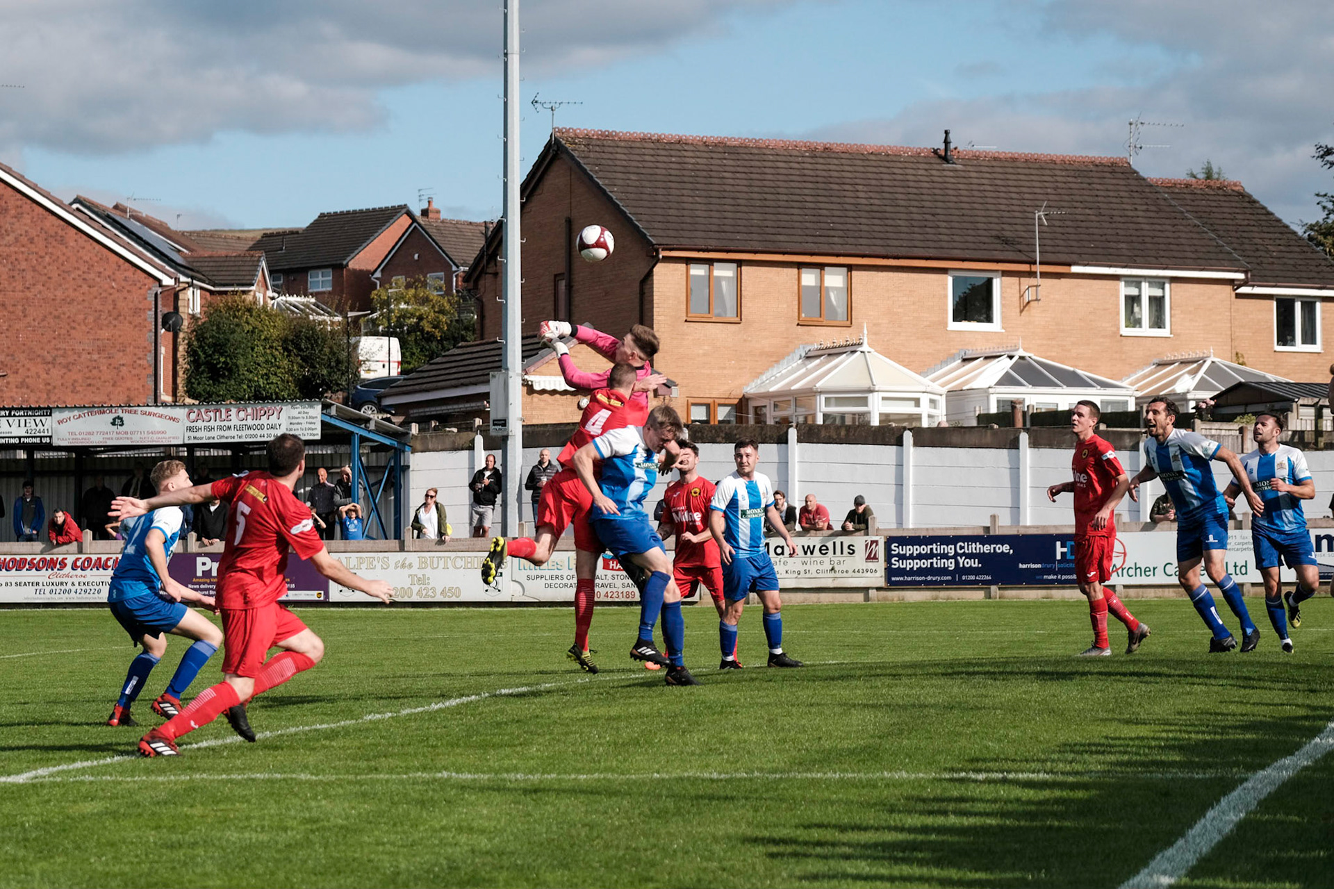 Clitheroe vs Prescot Cables 

Bet Victor League game match at Shawbridge during the 2019/20 season 07/09/2019.

Photograph by John Middleton