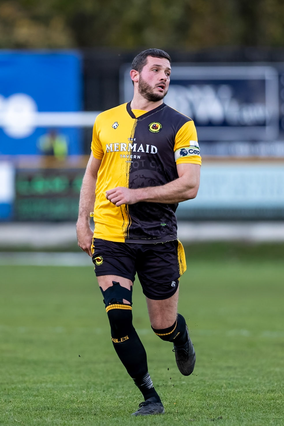 Prescot, ENGLAND -  during the NPL Premier Division match between Prescot Cables and  Hebburn Town  at The Auto Safety Centre StadiumCanon Canon EOS R5 2000 1/2500 2.8 (Pic by John Middleton)