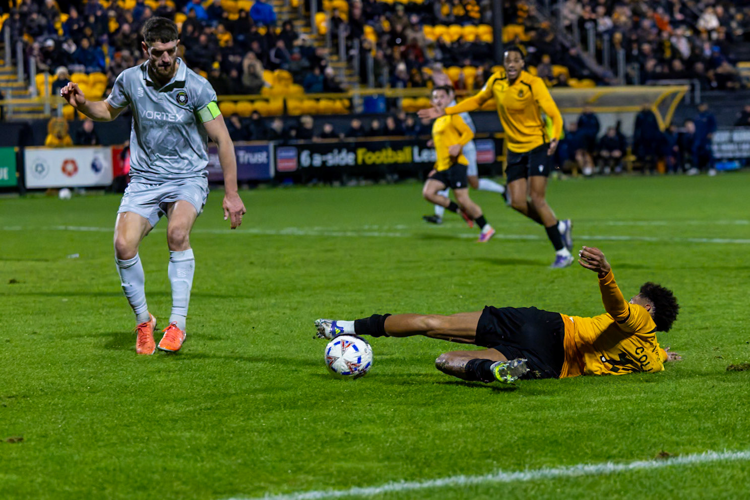 Match action from the Enterprise National League North match between Southport vs Worksop Town at Sefton , 20 December 2025. The match finished Southport 1 Worksop Town 1