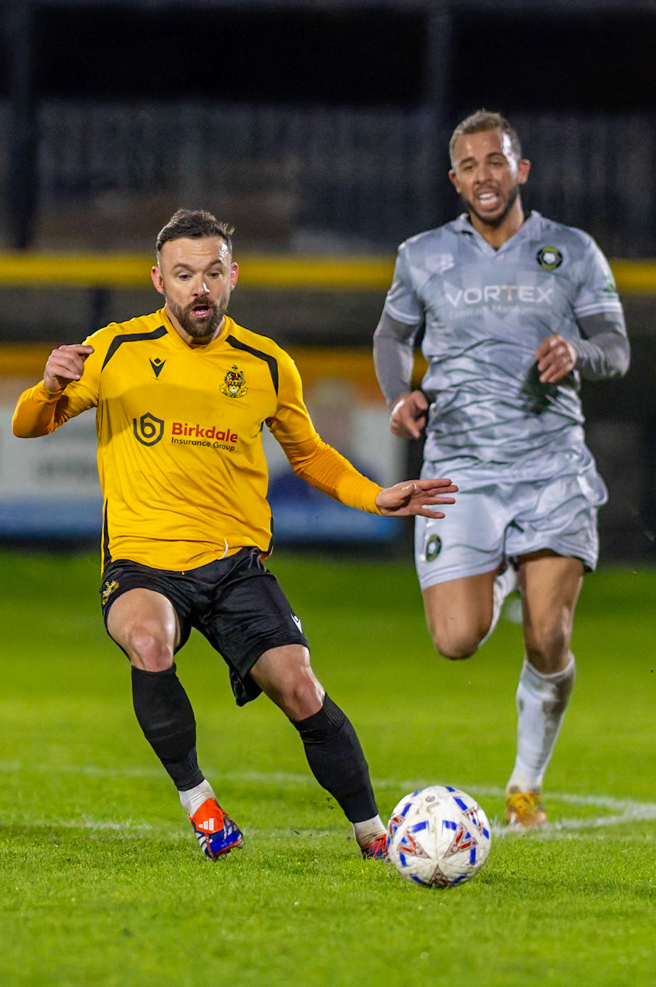 Match action from the Enterprise National League North match between Southport vs Worksop Town at Sefton , 20 December 2025. The match finished Southport 1 Worksop Town 1