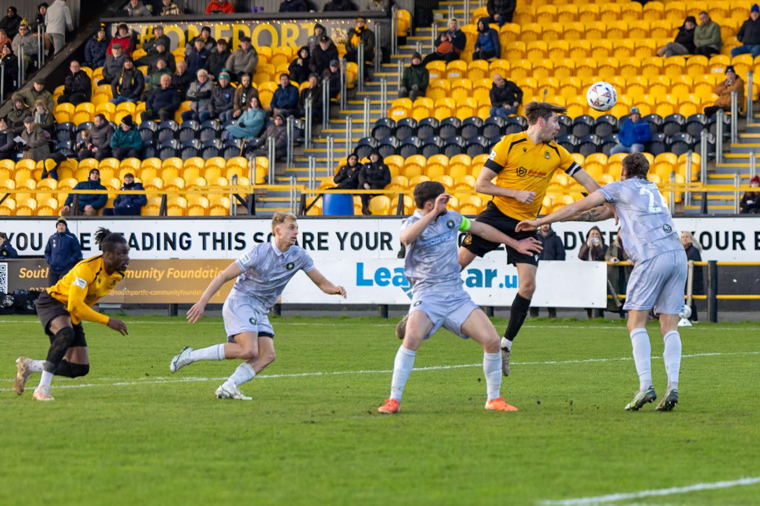 Match action from the Enterprise National League North match between Southport vs Worksop Town at Sefton , 20 December 2025. The match finished Southport 1 Worksop Town 1