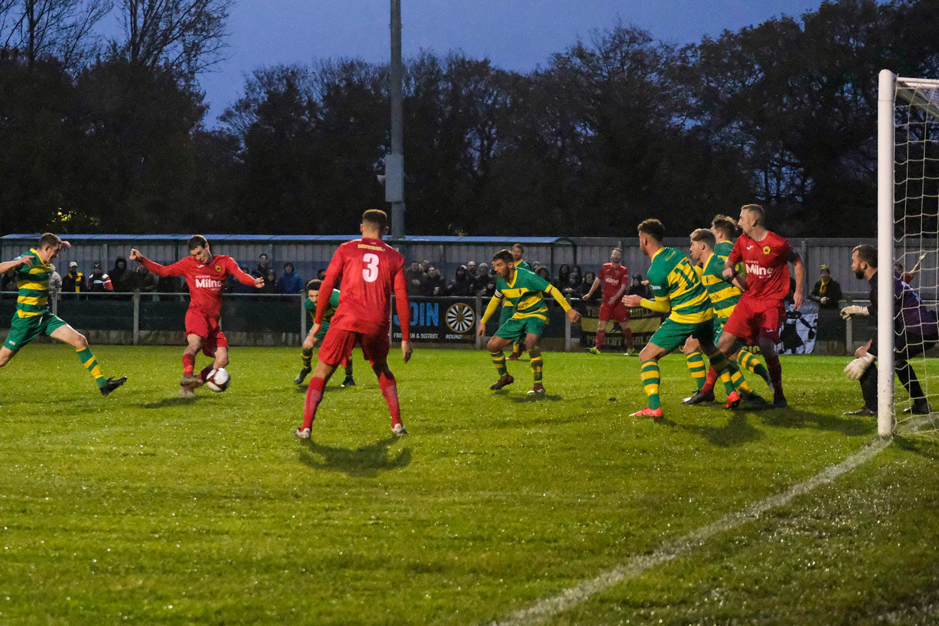 Runcorn Linnets Vs Prescot Cables 

Buildbase FA Trophy Second Qualifying round match at Millbank Linnets Stadium during the 2019/20 season 09/11/2019.

Photograph by John Middleton