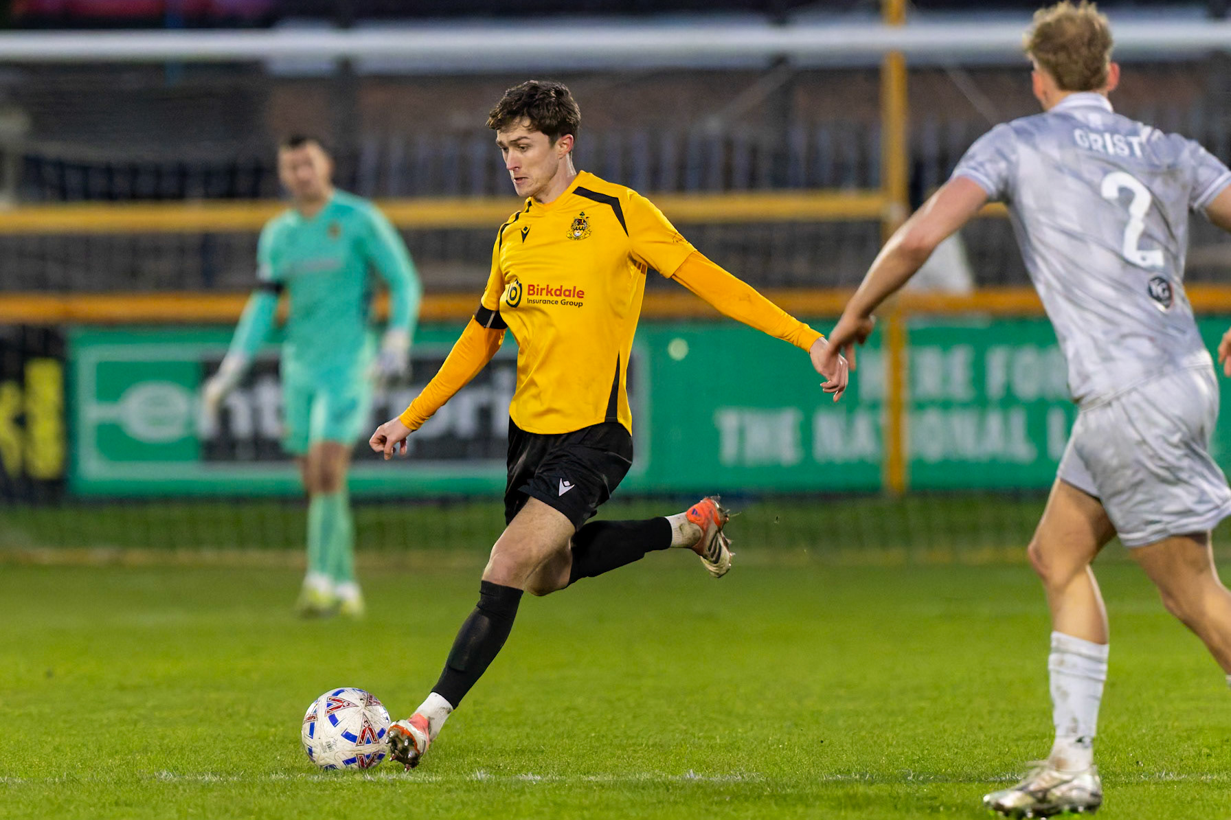 Match action from the Enterprise National League North match between Southport vs Worksop Town at Sefton , 20 December 2025. The match finished Southport 1 Worksop Town 1