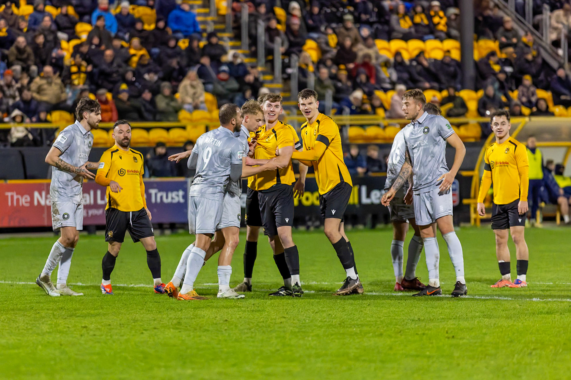 Match action from the Enterprise National League North match between Southport vs Worksop Town at Sefton , 20 December 2025. The match finished Southport 1 Worksop Town 1