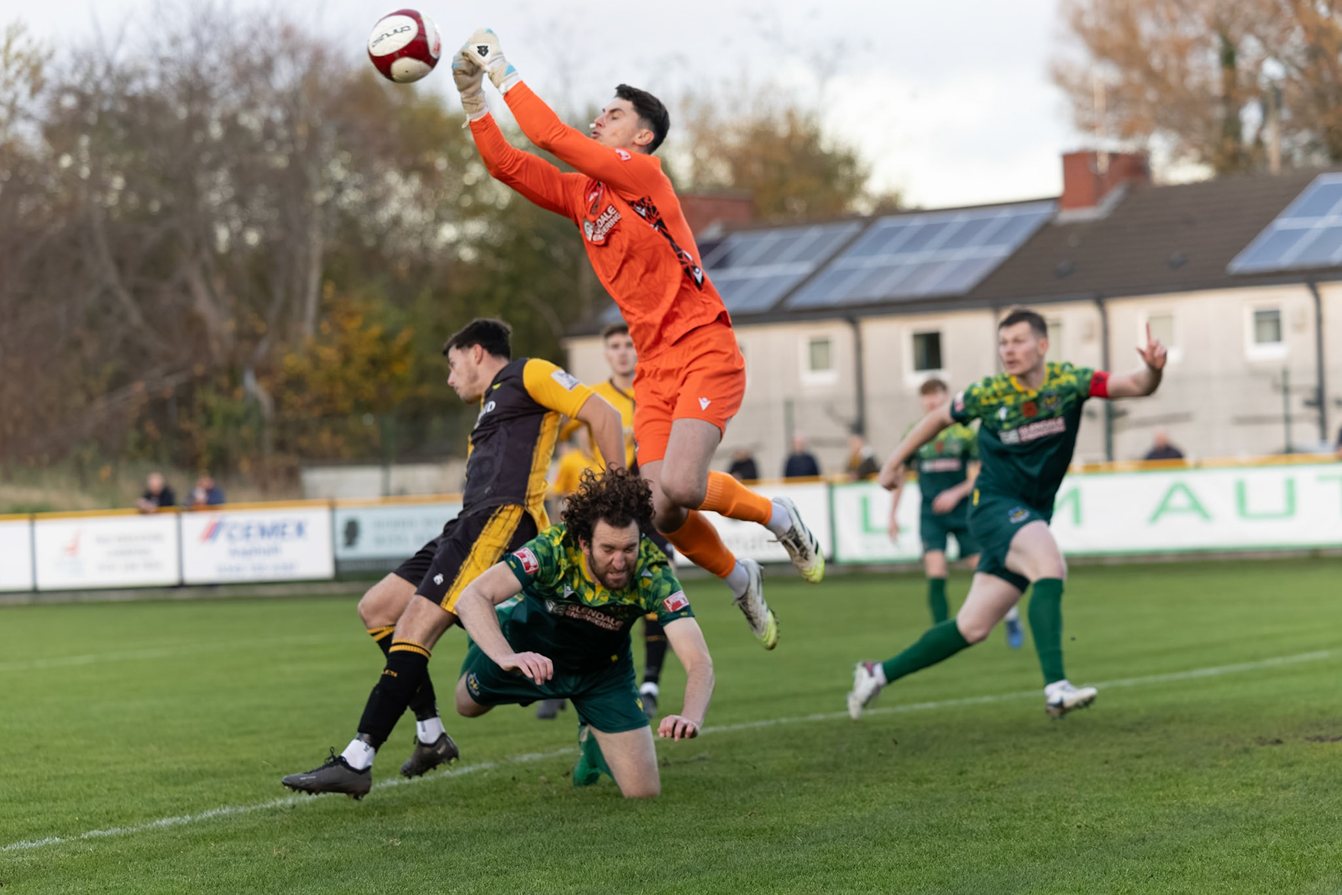 Prescot, ENGLAND -  during the NPL Premier Division match between Prescot Cables and  Hebburn Town  at The Auto Safety Centre StadiumCanon Canon EOS R3 3200 1/2000 2.8 (Pic by John Middleton)