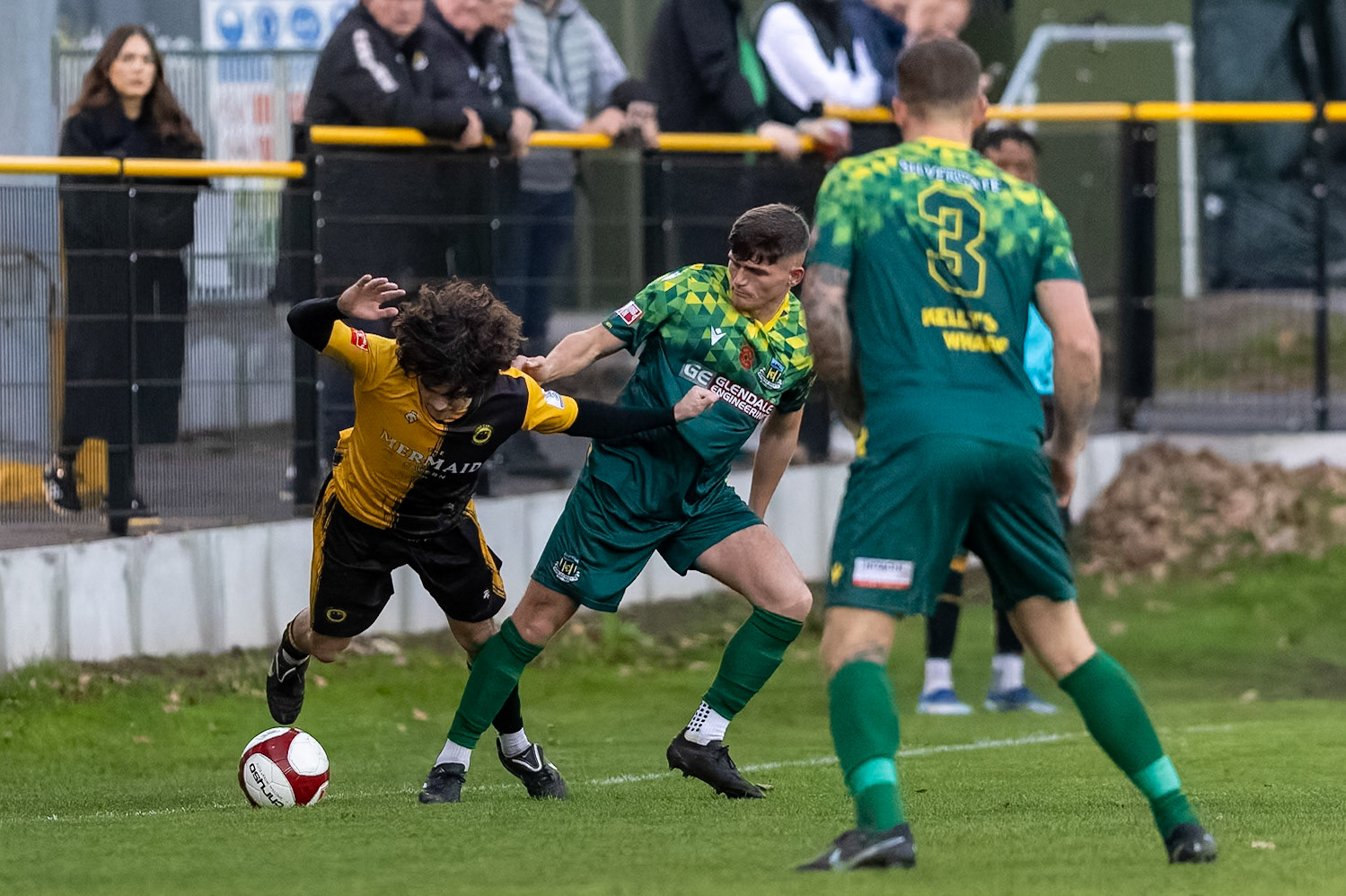 Prescot, ENGLAND -  during the NPL Premier Division match between Prescot Cables and  Hebburn Town  at The Auto Safety Centre StadiumCanon Canon EOS R5 6400 1/2500 2.8 (Pic by John Middleton)
