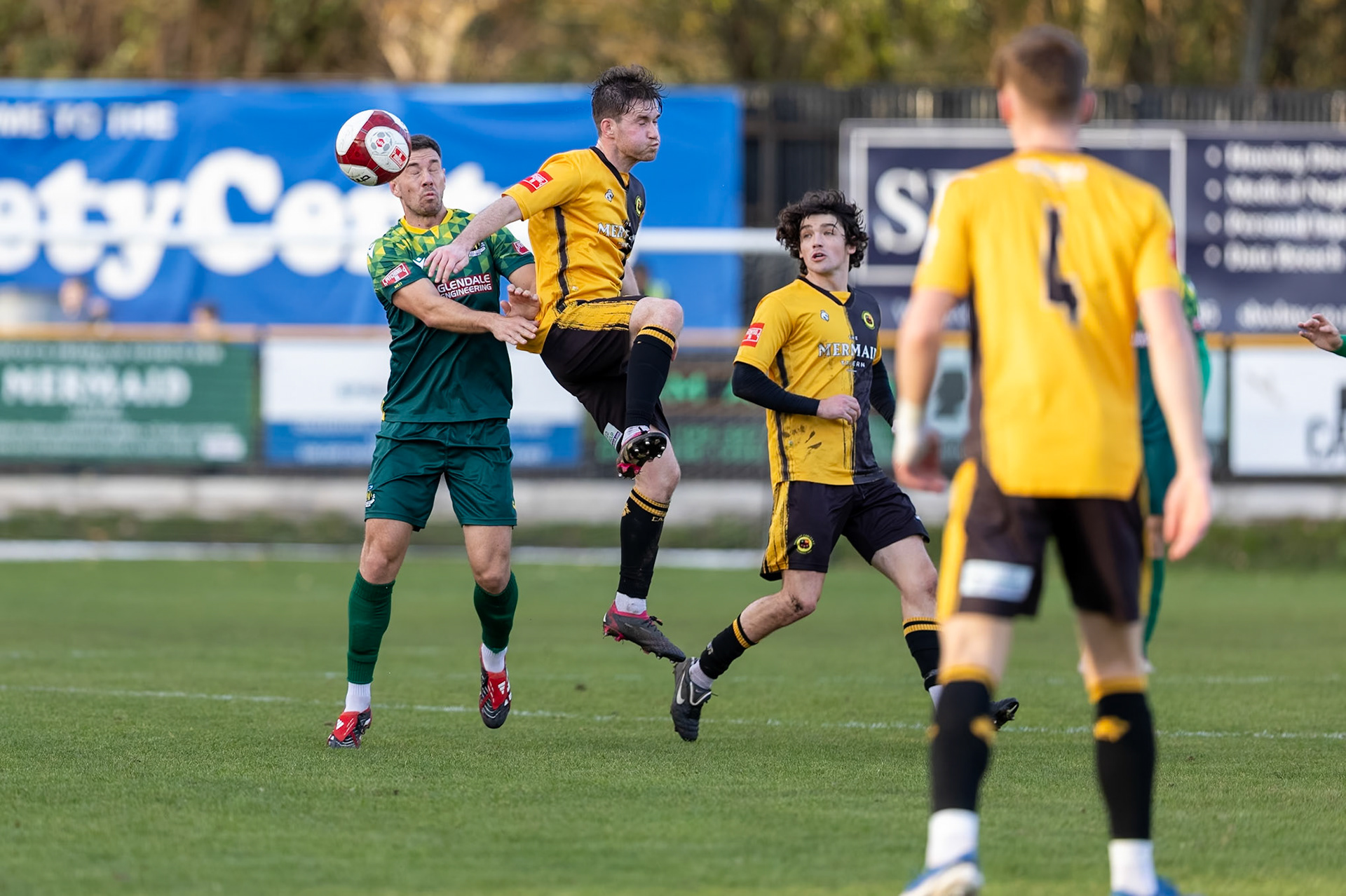 Prescot, ENGLAND -  during the NPL Premier Division match between Prescot Cables and  Hebburn Town  at The Auto Safety Centre StadiumCanon Canon EOS R5 1600 1/2500 2.8 (Pic by John Middleton)