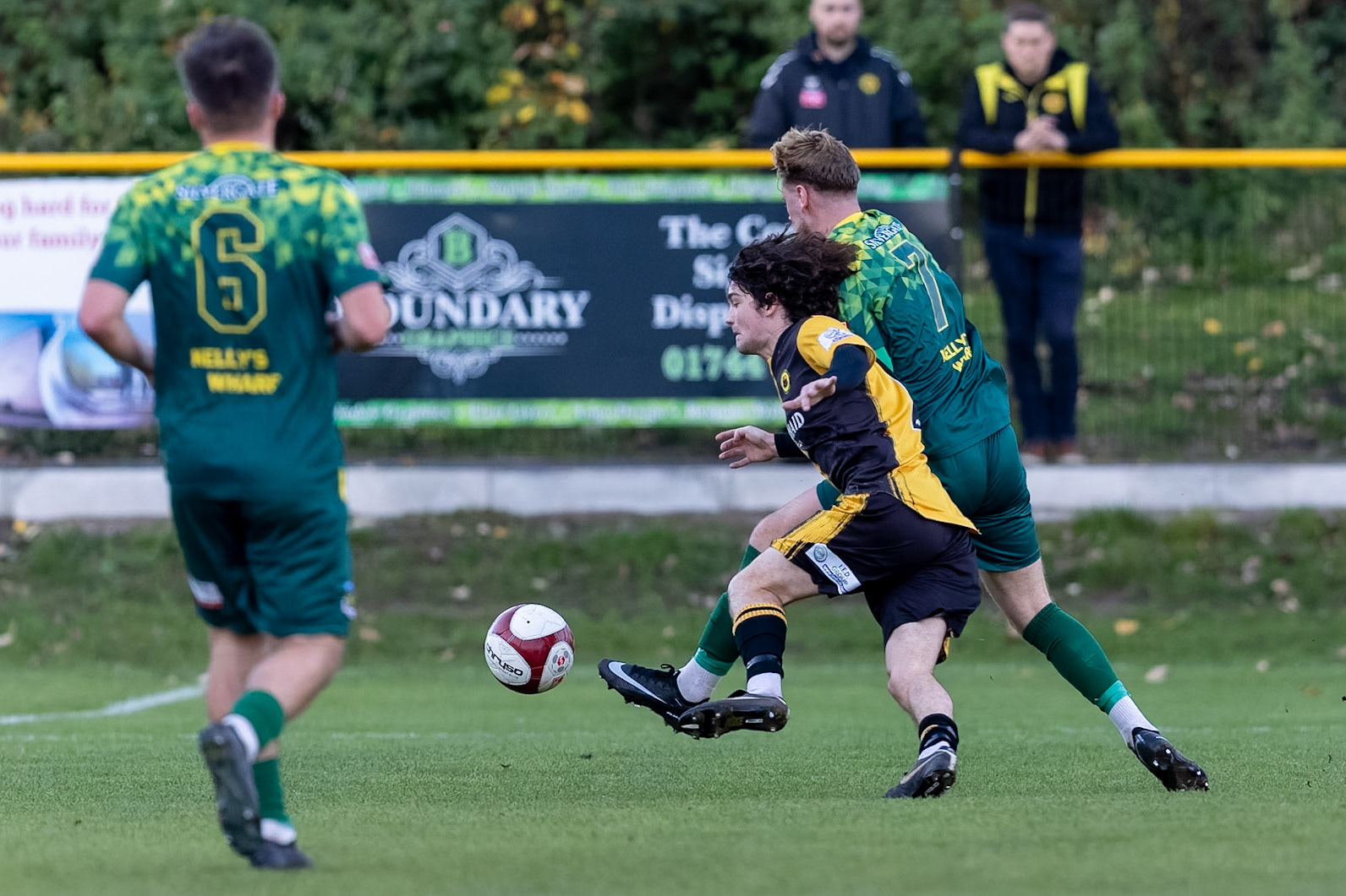 Prescot, ENGLAND -  during the NPL Premier Division match between Prescot Cables and  Hebburn Town  at The Auto Safety Centre StadiumCanon Canon EOS R5 2000 1/2500 2.8 (Pic by John Middleton)