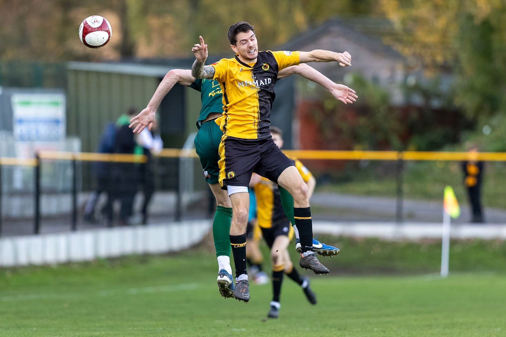 Prescot, ENGLAND -  during the NPL Premier Division match between Prescot Cables and  Hebburn Town  at The Auto Safety Centre StadiumCanon Canon EOS R5 2000 1/2500 2.8 (Pic by John Middleton)