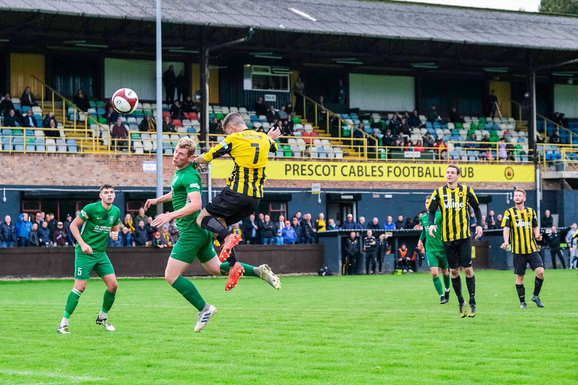Prescot Cables vs Brighouse Town 

League match at Volair Park during the 2019/20 Betvictor Northern Premier season 28/09/2019.

Photograph by John Middleton