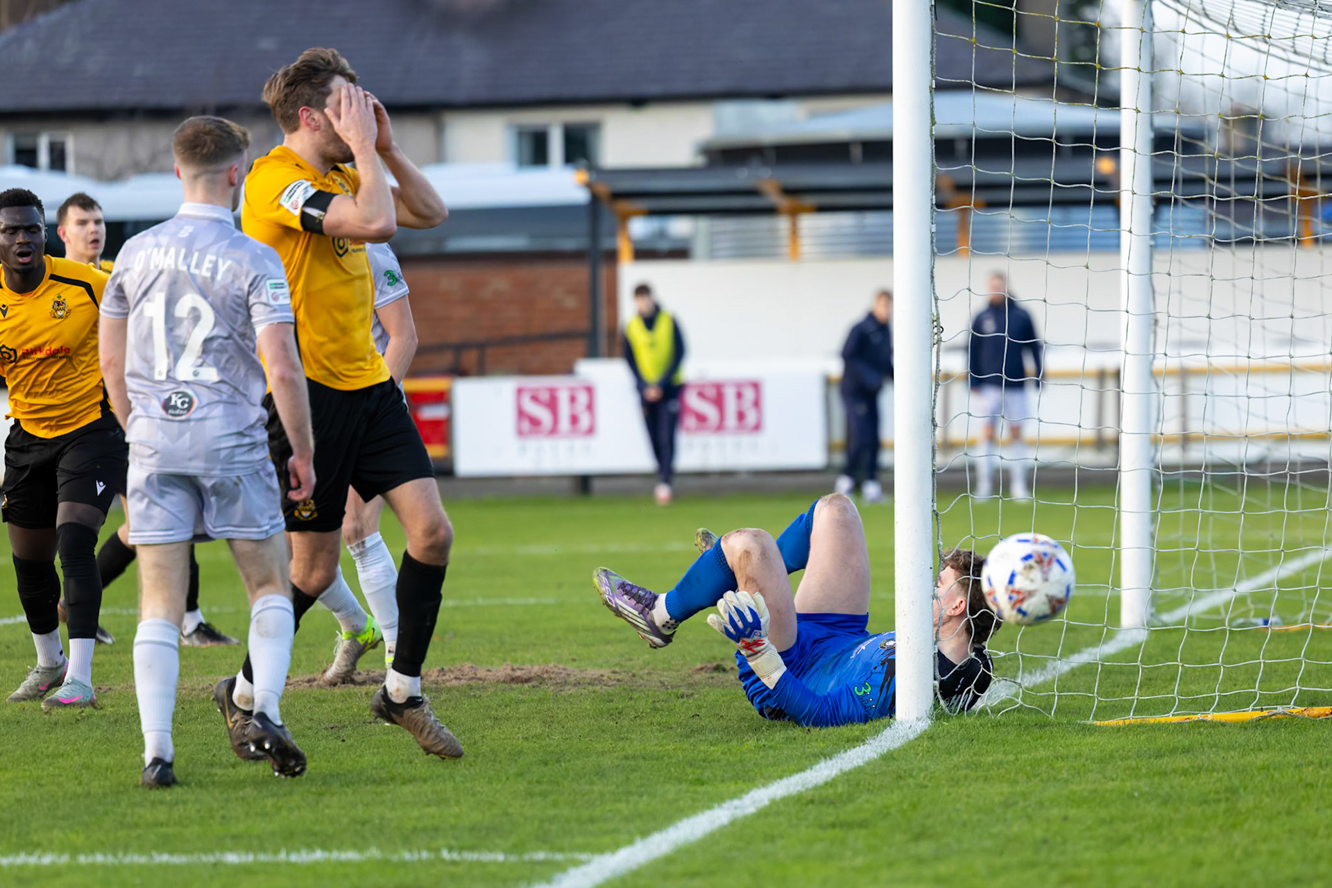 Match action from the Enterprise National League North match between Southport vs Worksop Town at Sefton , 20 December 2025. The match finished Southport 1 Worksop Town 1