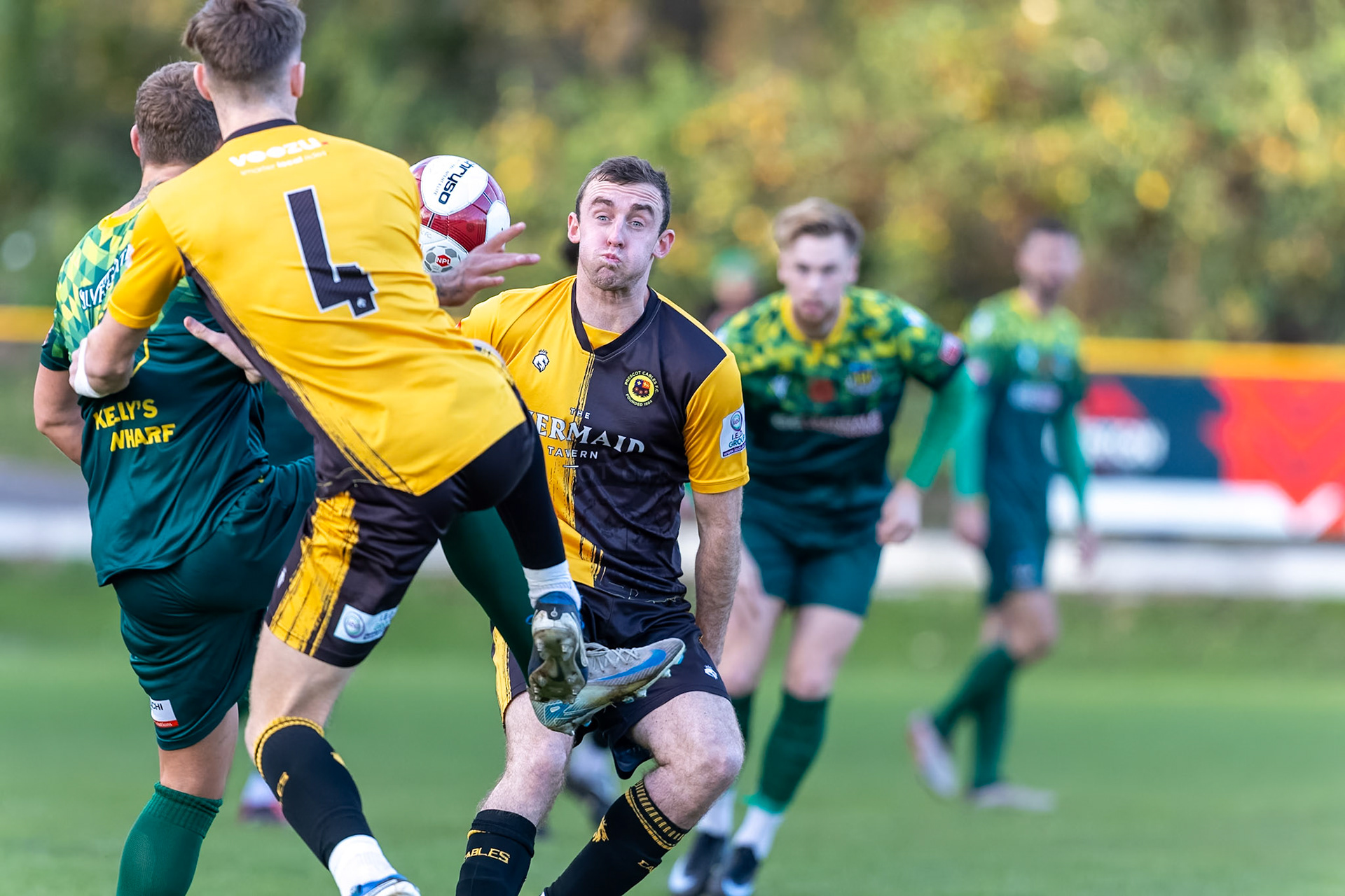 Prescot, ENGLAND -  during the NPL Premier Division match between Prescot Cables and  Hebburn Town  at The Auto Safety Centre StadiumCanon Canon EOS R5 1250 1/3200 2.8 (Pic by John Middleton)