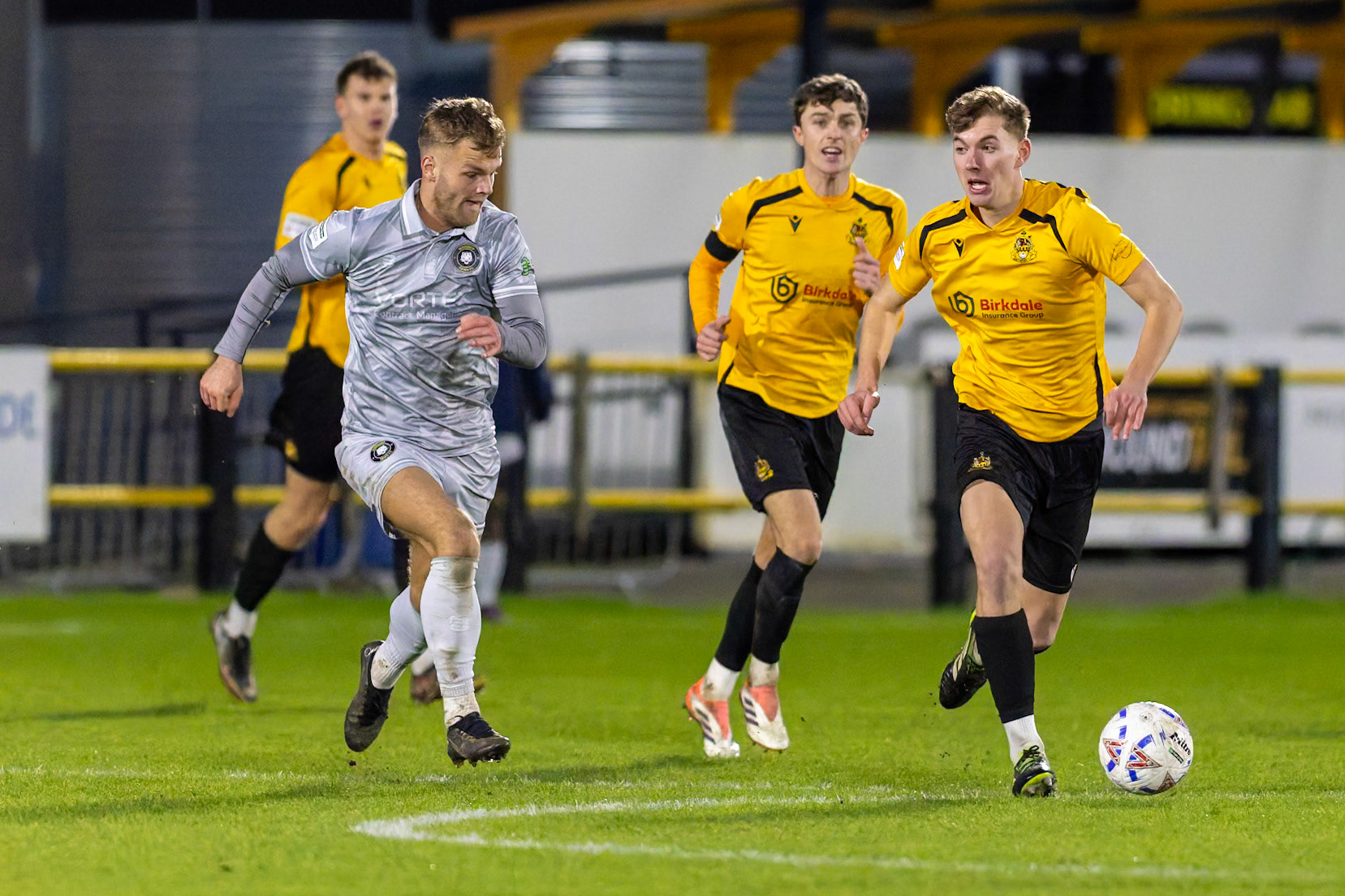 Match action from the Enterprise National League North match between Southport vs Worksop Town at Sefton , 20 December 2025. The match finished Southport 1 Worksop Town 1