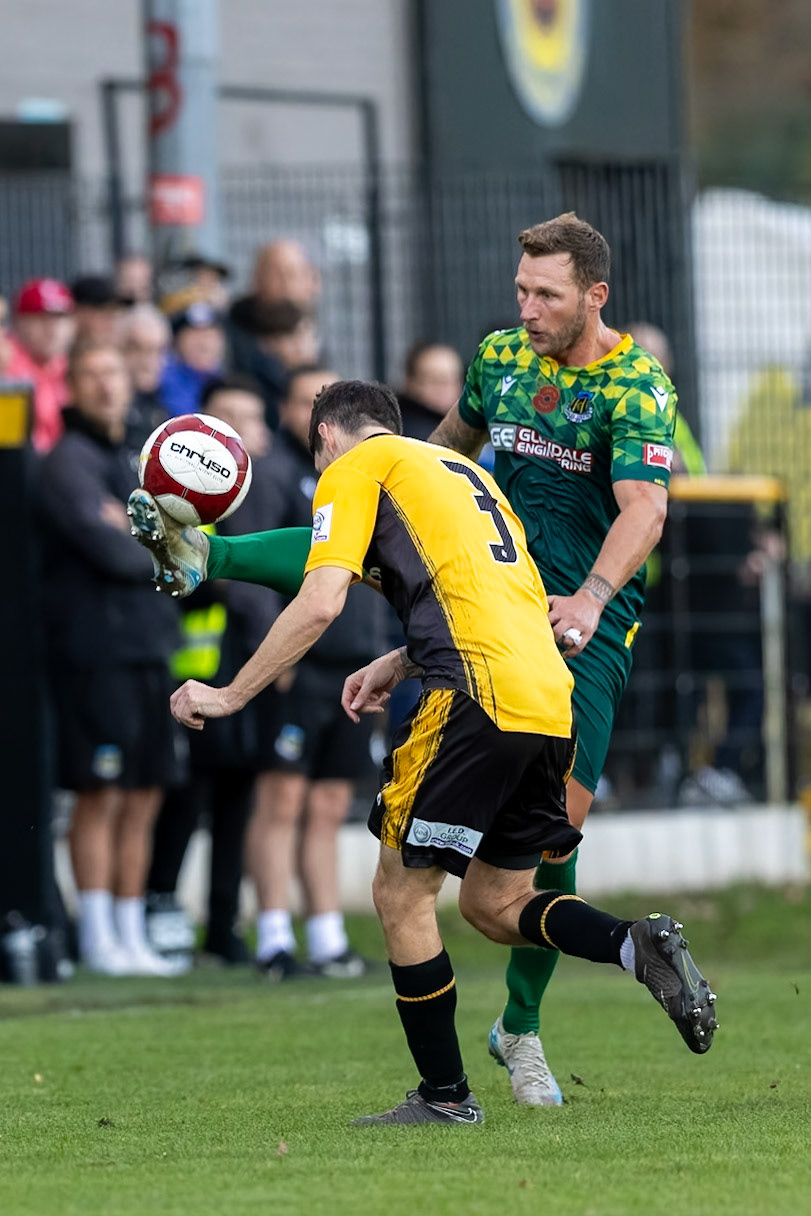 Prescot, ENGLAND -  during the NPL Premier Division match between Prescot Cables and  Hebburn Town  at The Auto Safety Centre StadiumCanon Canon EOS R5 2000 1/2500 2.8 (Pic by John Middleton)