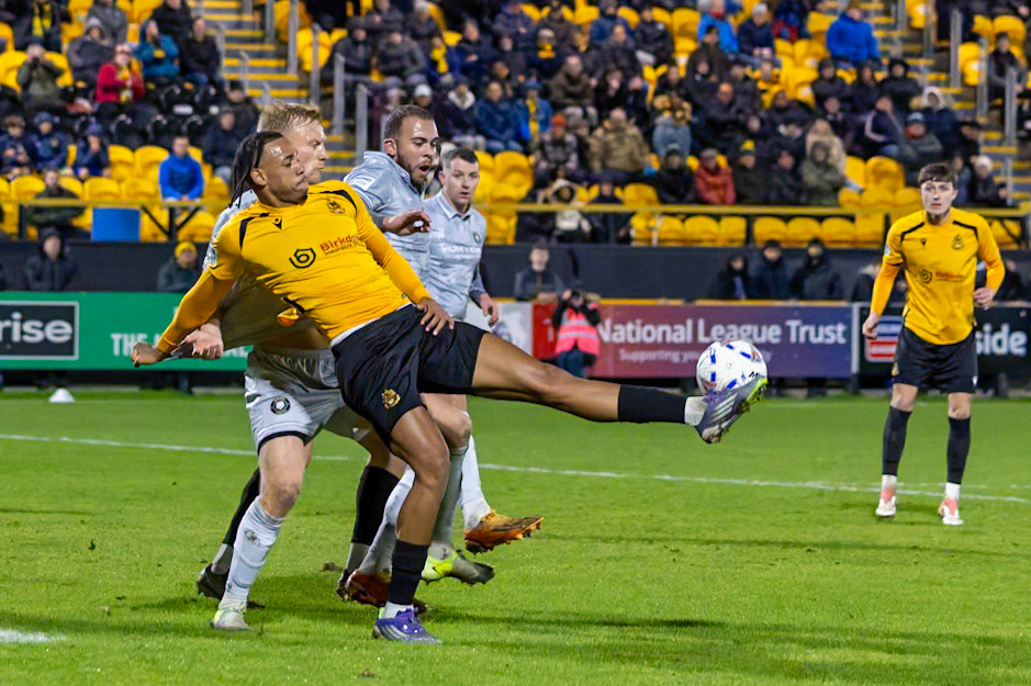 Match action from the Enterprise National League North match between Southport vs Worksop Town at Sefton , 20 December 2025. The match finished Southport 1 Worksop Town 1