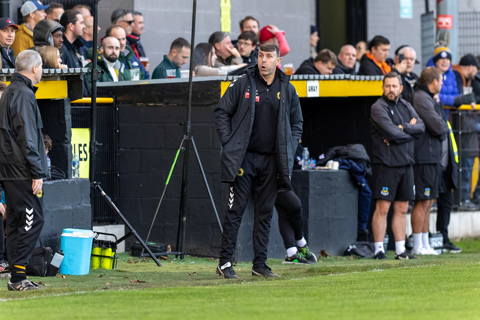Prescot, ENGLAND -  during the NPL Premier Division match between Prescot Cables and  Hebburn Town  at The Auto Safety Centre StadiumCanon Canon EOS R5 1600 1/2500 2.8 (Pic by John Middleton)