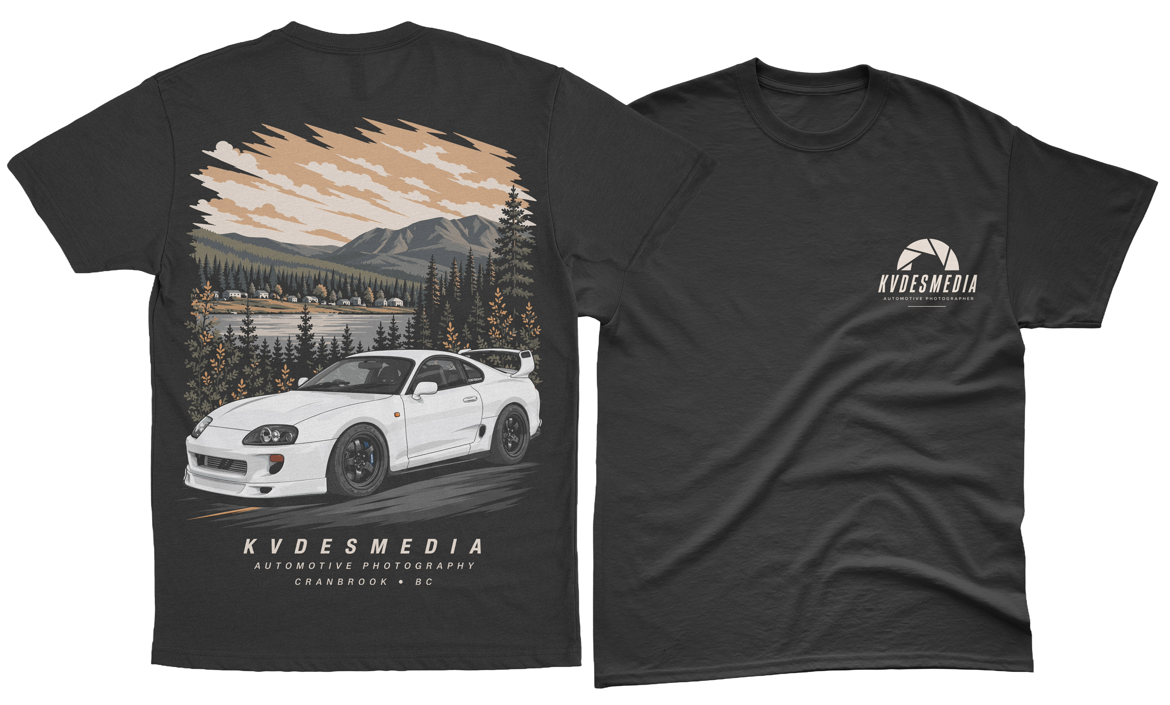 Original KVDESMEDIA photography adapted into branded apparel.
